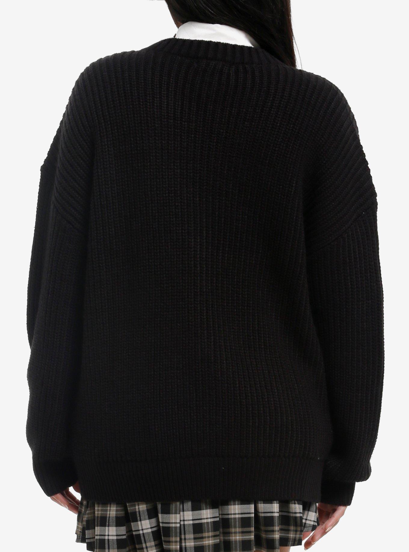 Thorn & Fable Mushroom Embroidered Girls Cardigan, RED, alternate