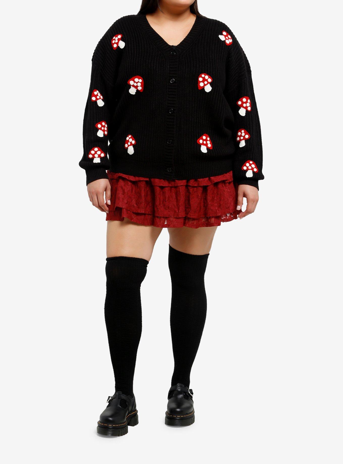 Thorn & Fable Mushroom Embroidered Girls Cardigan Plus Size, , hi-res