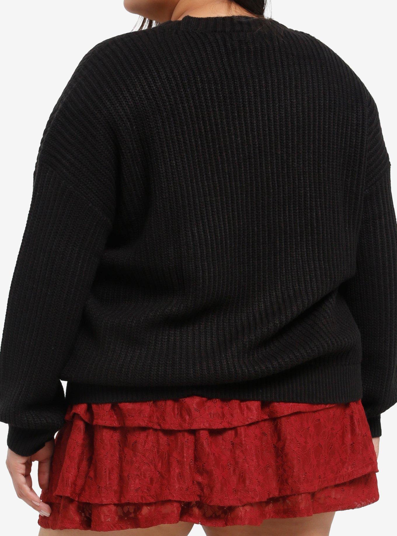 Thorn & Fable Mushroom Embroidered Girls Cardigan Plus Size, RED, alternate