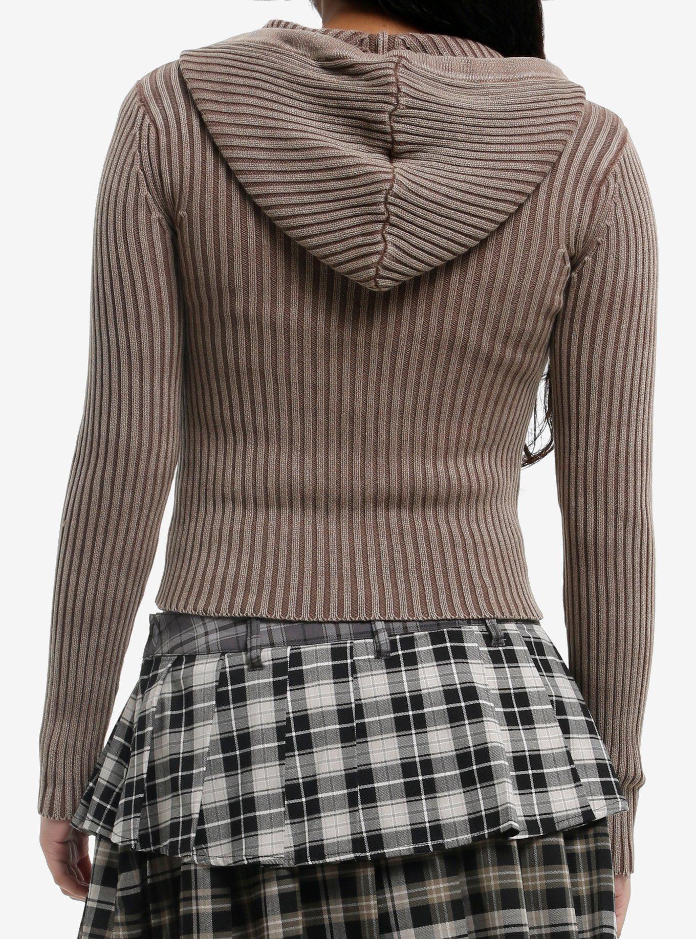 Brown Butterfly Grunge Girls Hoodie, BLACK, alternate