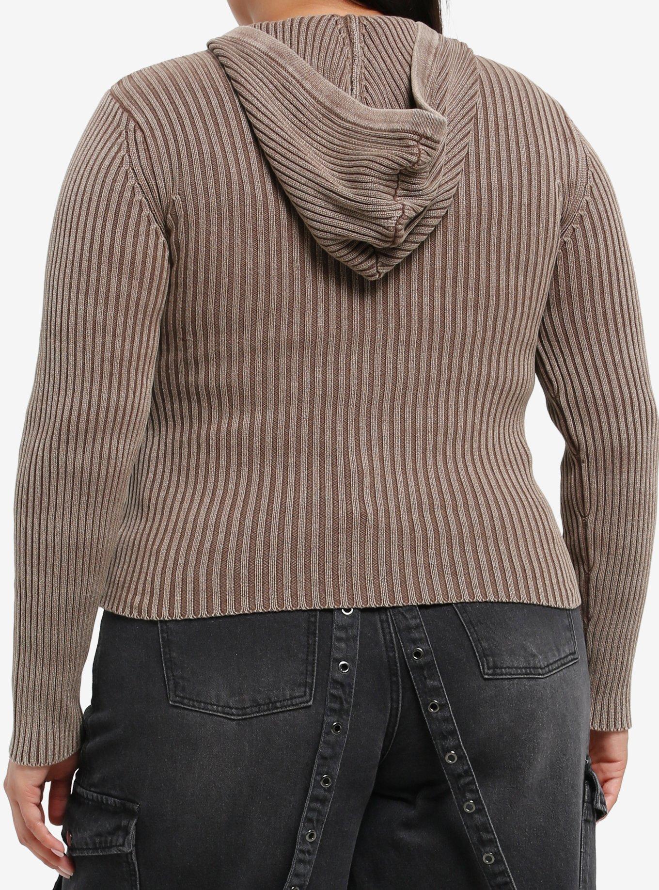 Brown Butterfly Grunge Girls Hoodie Plus Size, BLACK, alternate