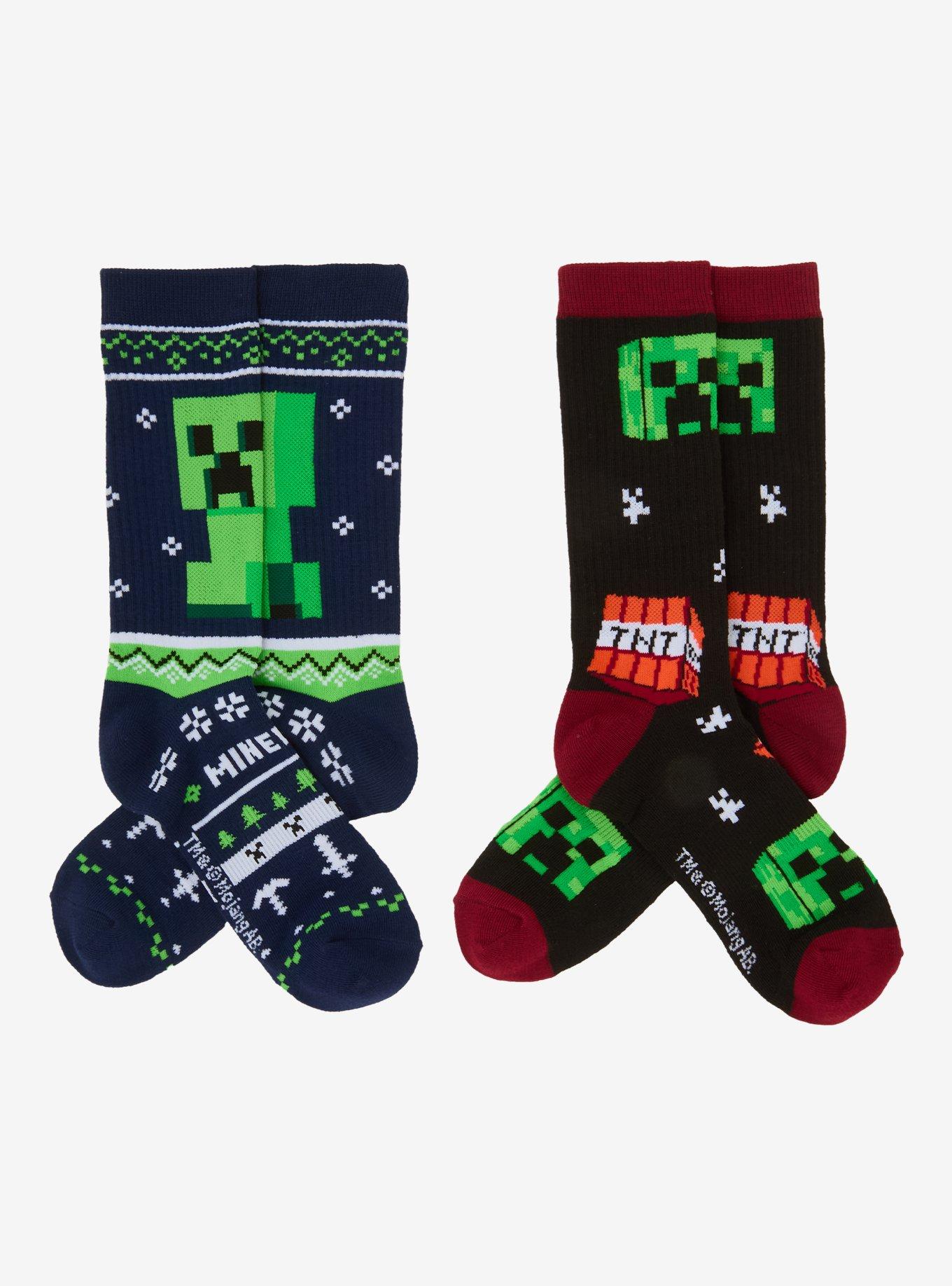 Minecraft Creeper Fair Isle Crew Socks 2 Pair, , hi-res