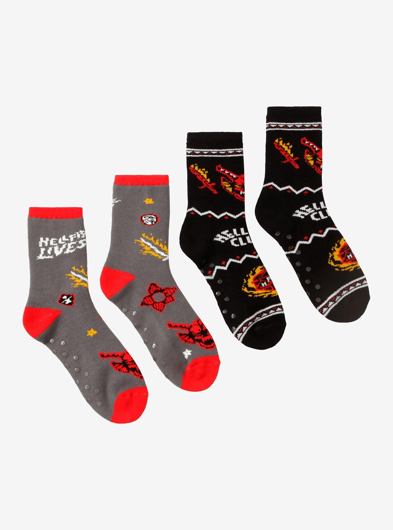Stranger Things Hellfire Club Cozy Slipper Socks 2 Pair, , hi-res