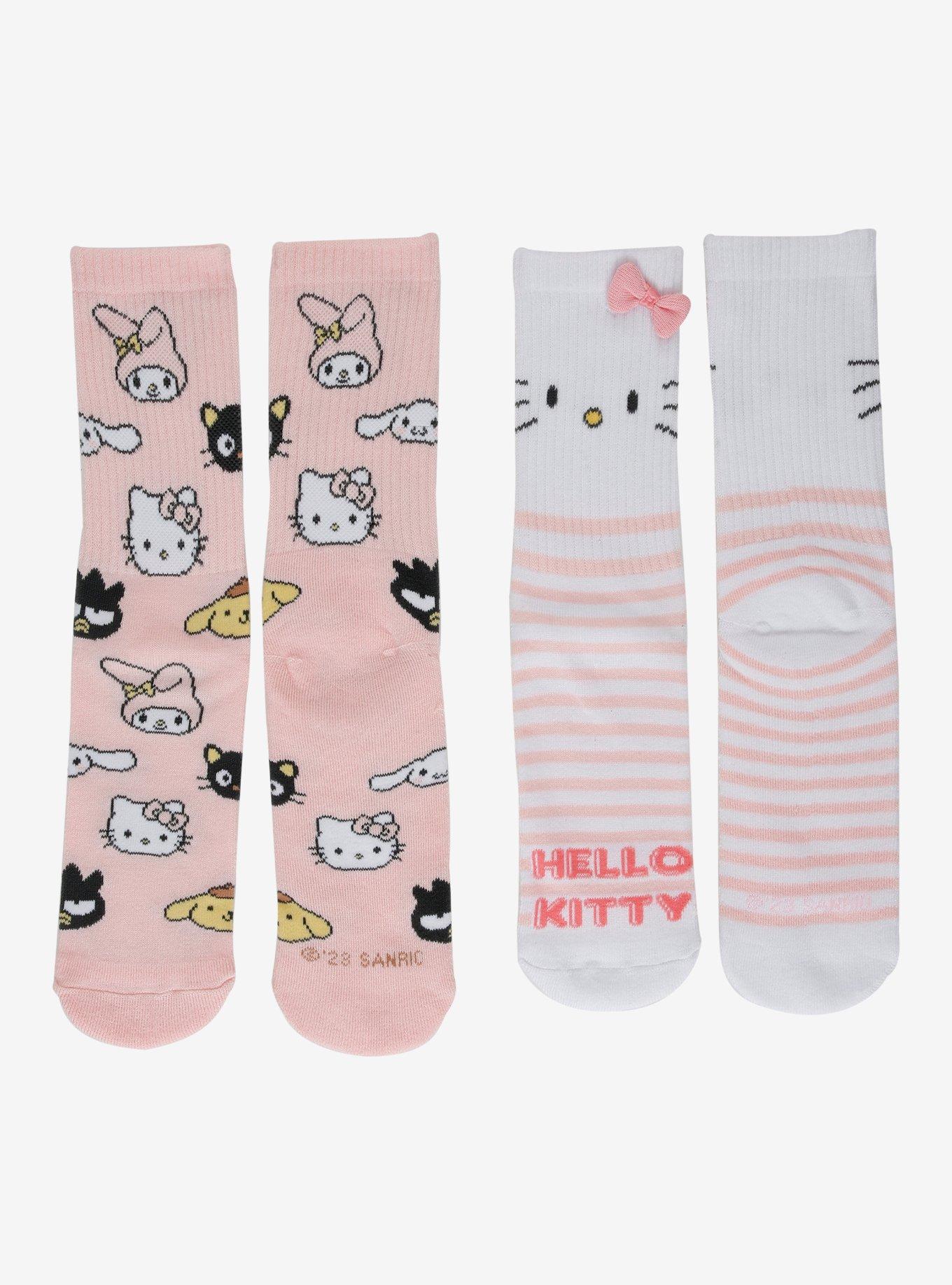 Hello Kitty And Friends Toss & Stripe Crew Socks 2 Pair, , hi-res