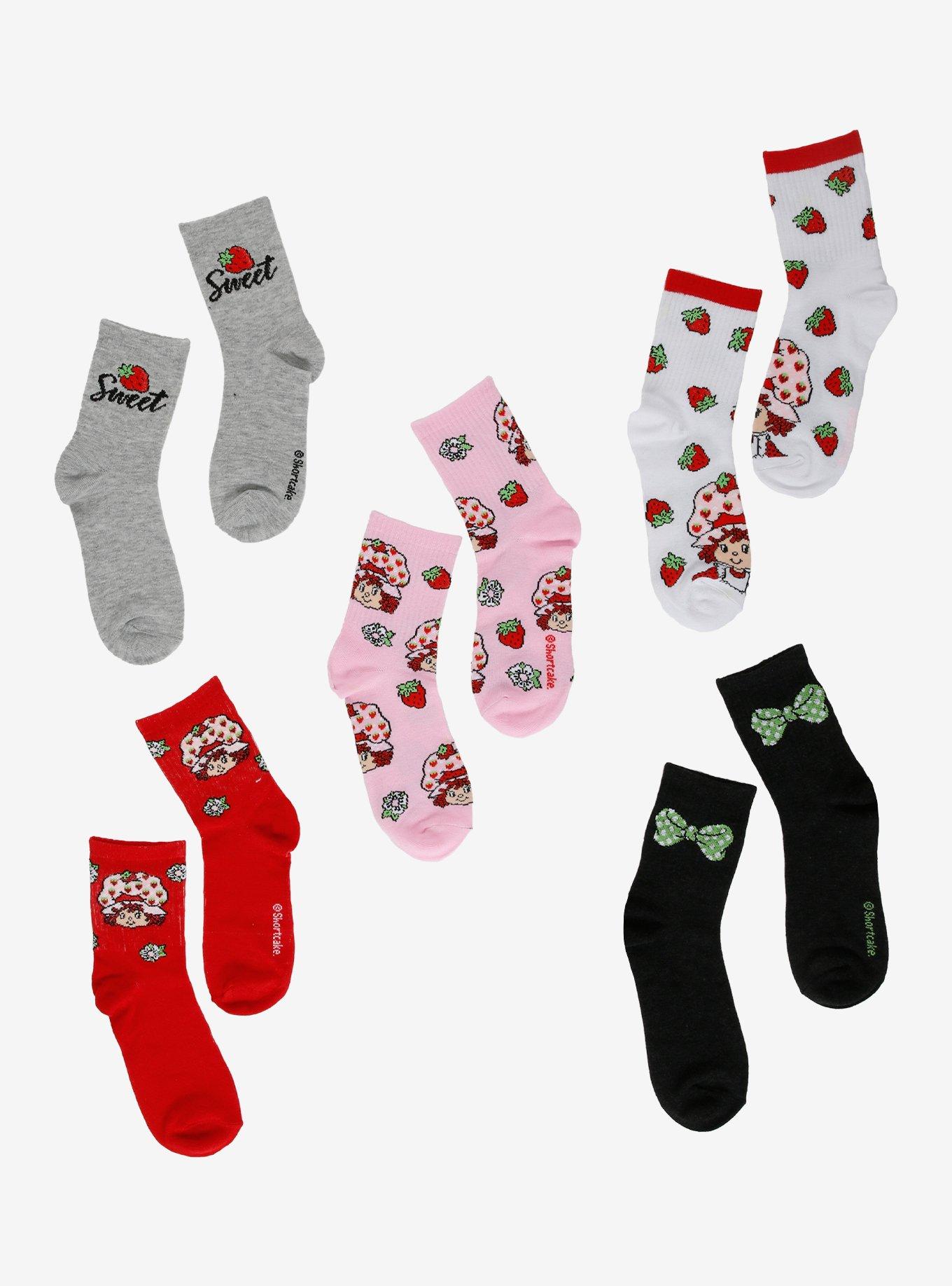 Strawberry Shortcake Floral Bow Ankle Socks 5 Pair, , hi-res