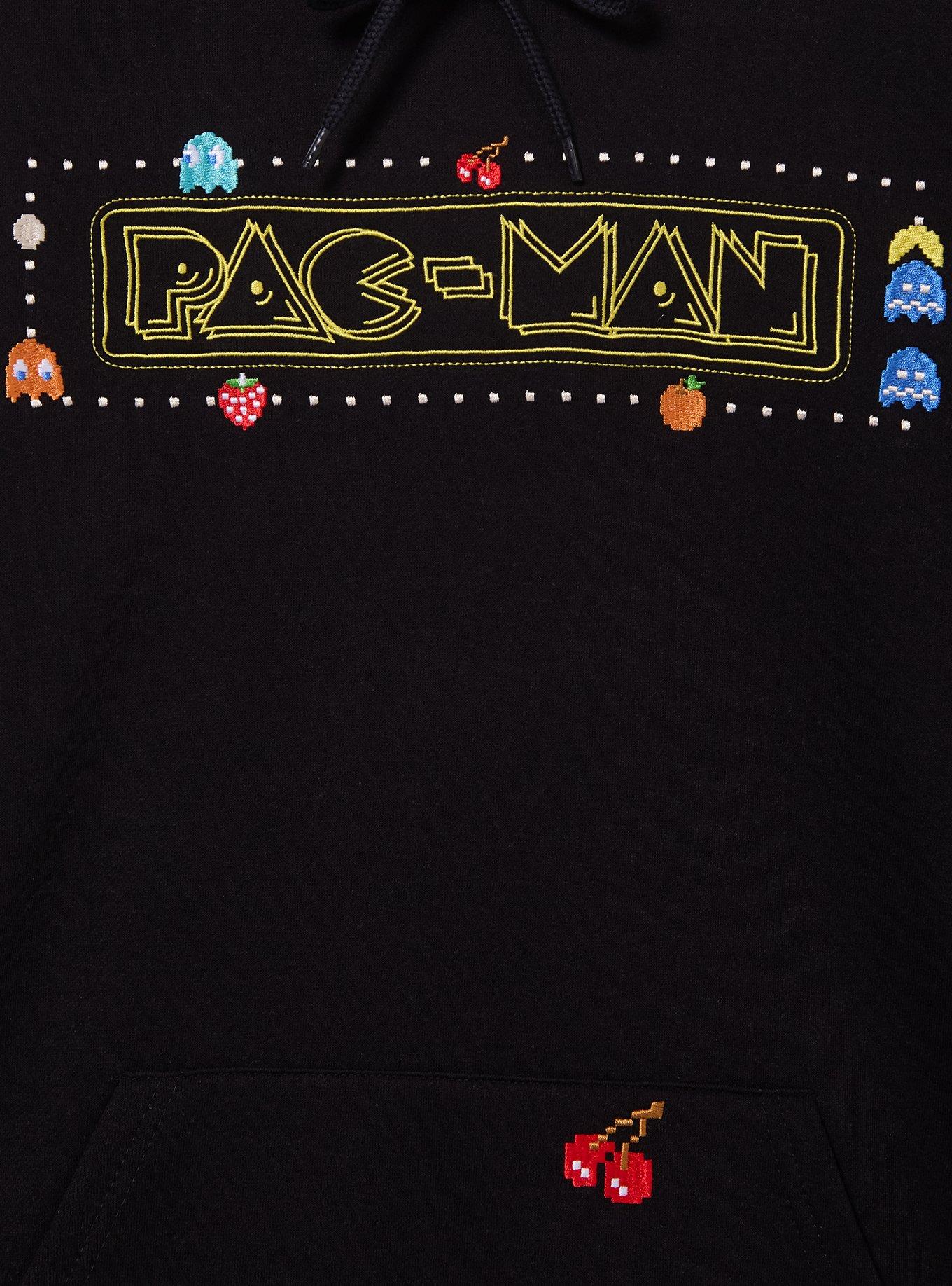 Pac-Man Embroidered Icons Hoodie - BoxLunch Exclusive, BLACK, alternate