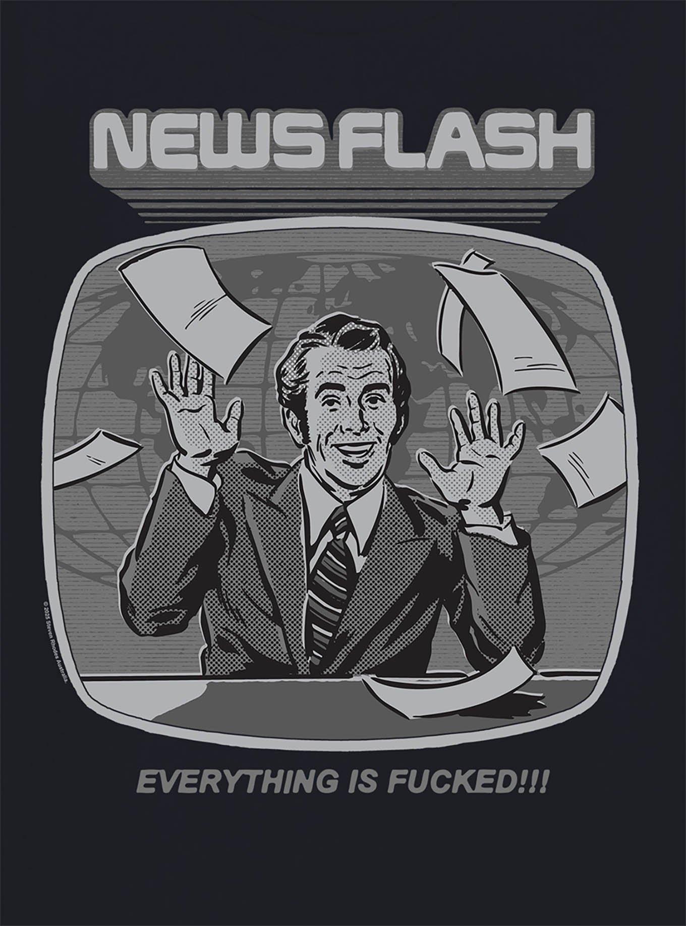 Steven Rhodes Newsflash Black T-Shirt, , hi-res
