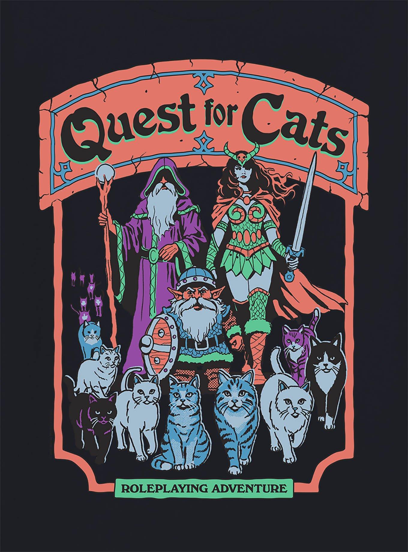 Steven Rhodes Quest For Cats Black T-Shirt, , hi-res