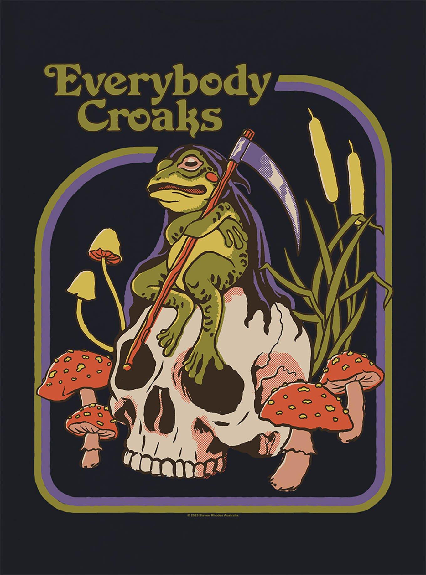 Steven Rhodes Everybody Croaks Black T-Shirt, , hi-res