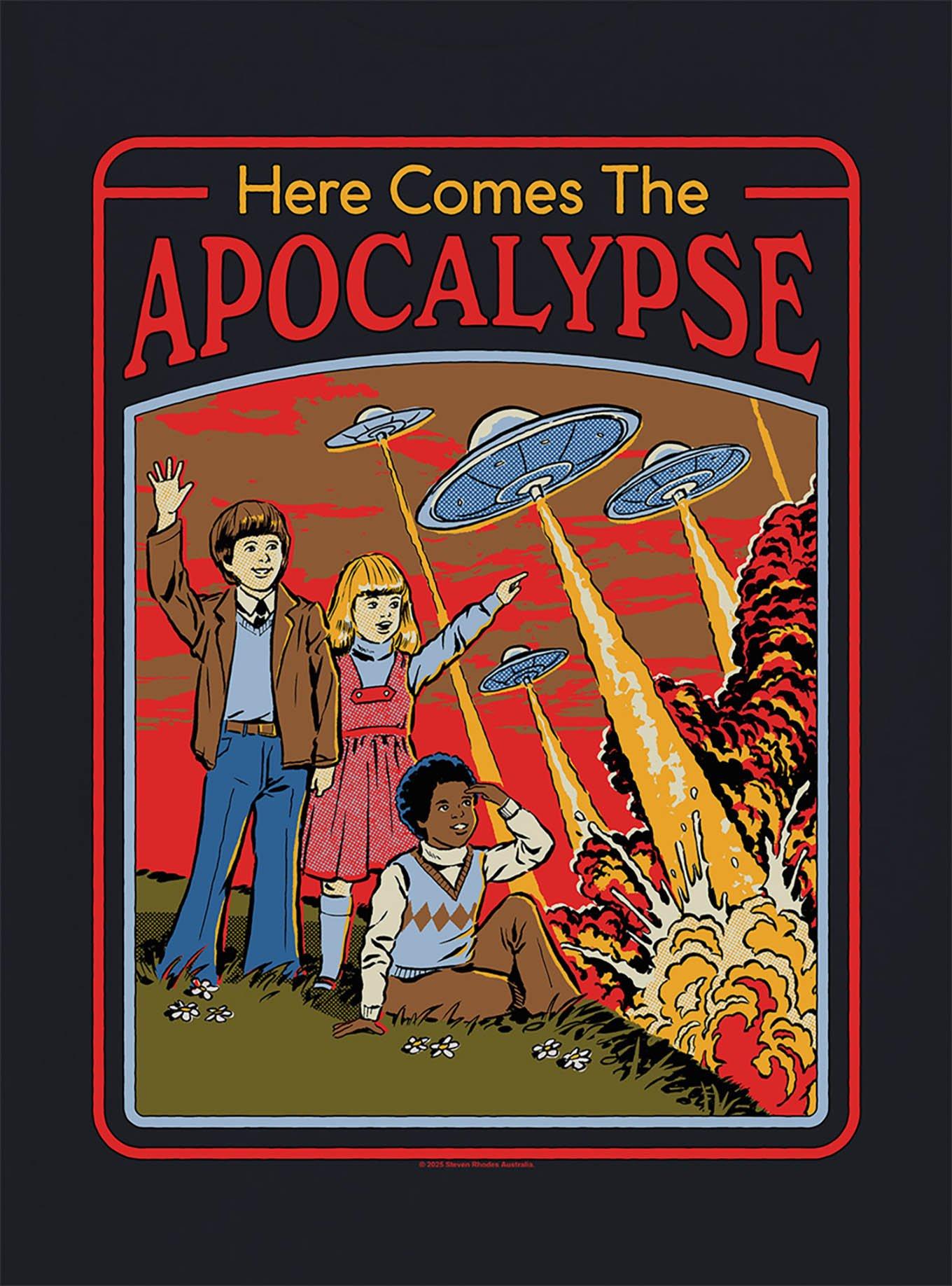Steven Rhodes Here Comes The Apocalypse Black T-Shirt, BLACK, alternate