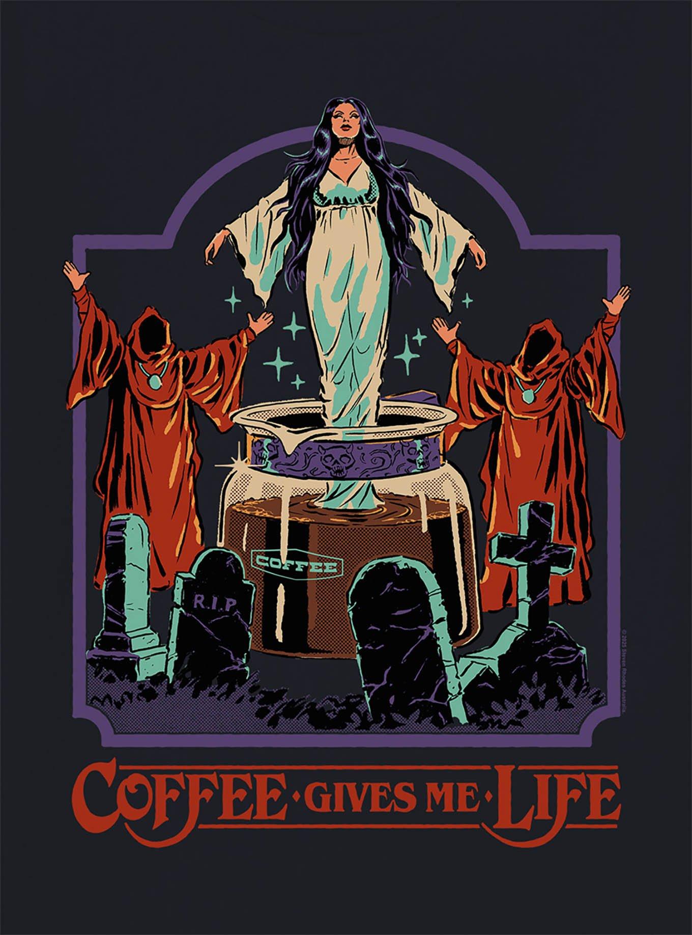Steven Rhodes Coffee Gives Me Life Black T-Shirt, , hi-res