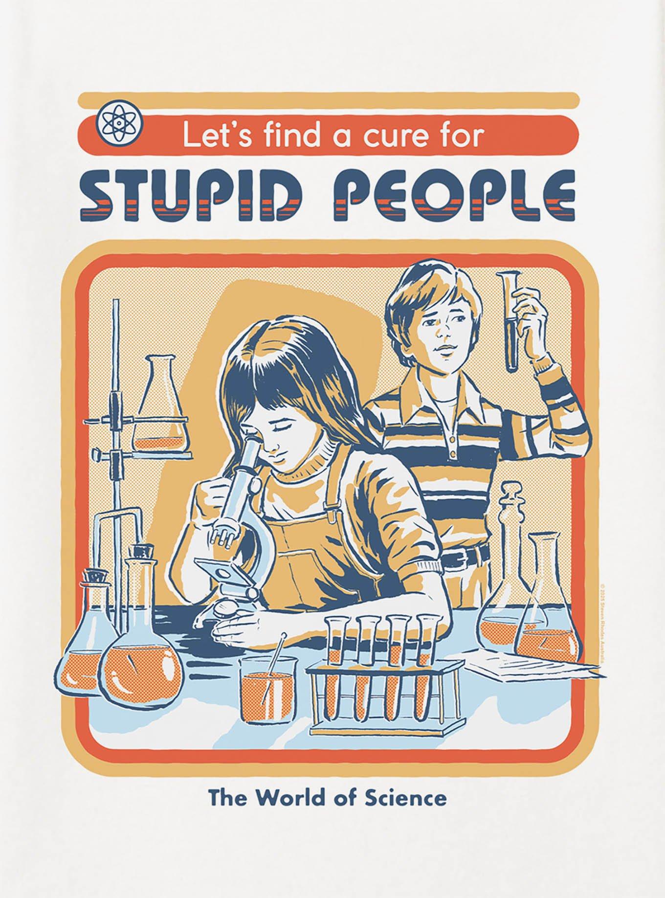 Steven Rhodes A Cure For Stupid People White T-Shirt, , hi-res