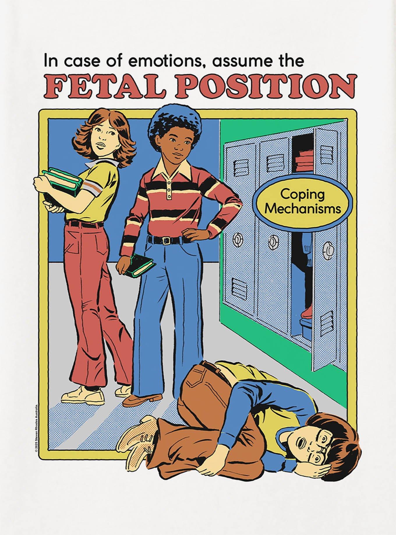 Steven Rhodes Assume The Fetal Position White T-Shirt, , hi-res