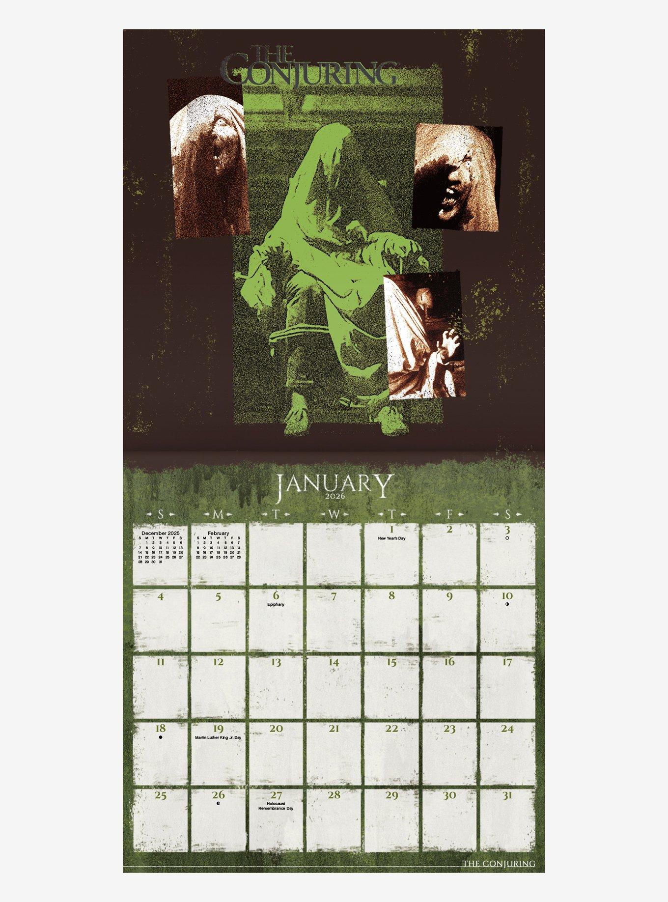 Horror Films September 2025 - December 2026 Mini Calendar, , hi-res