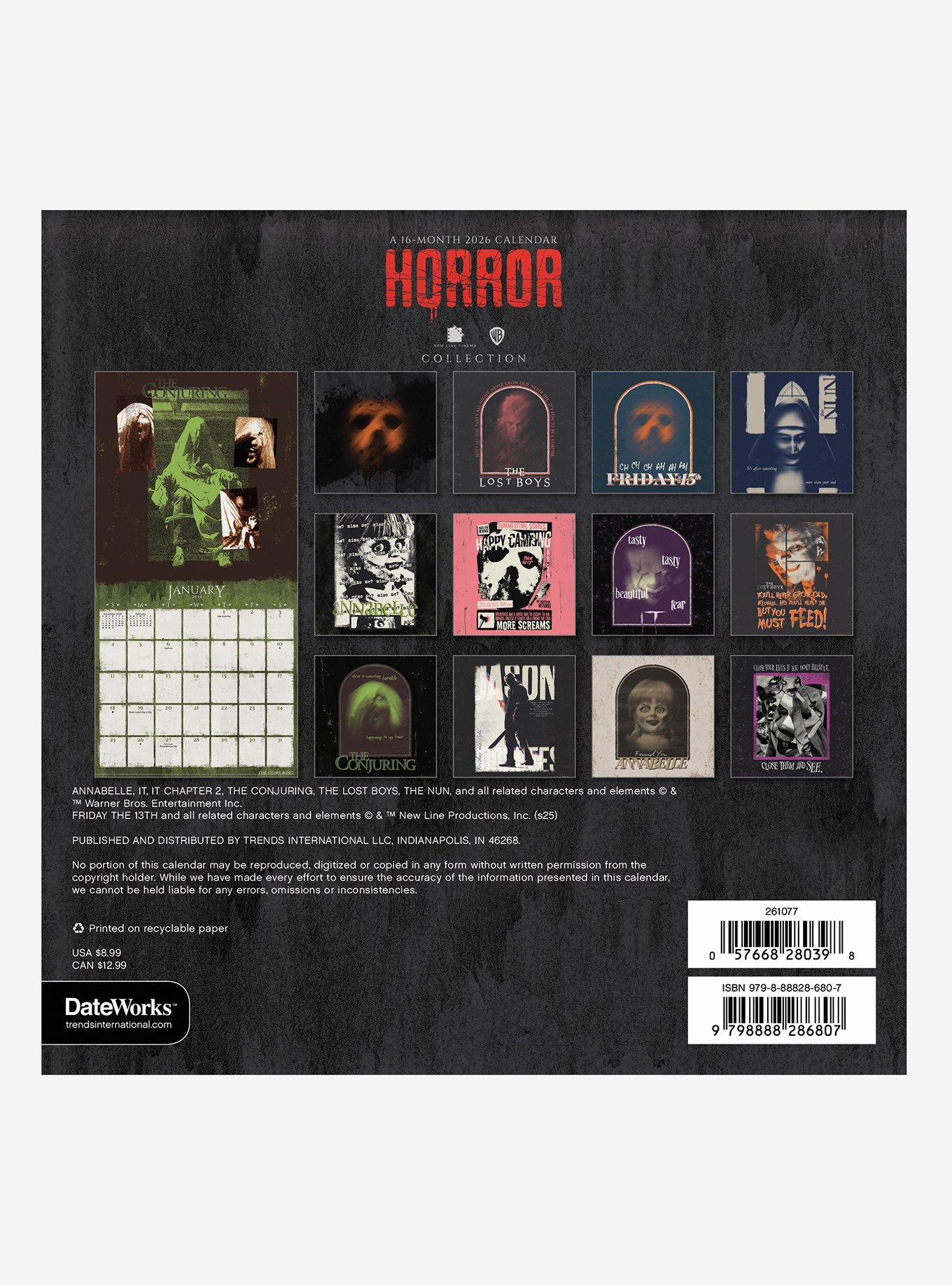 Horror Films September 2025 - December 2026 Mini Calendar, , alternate