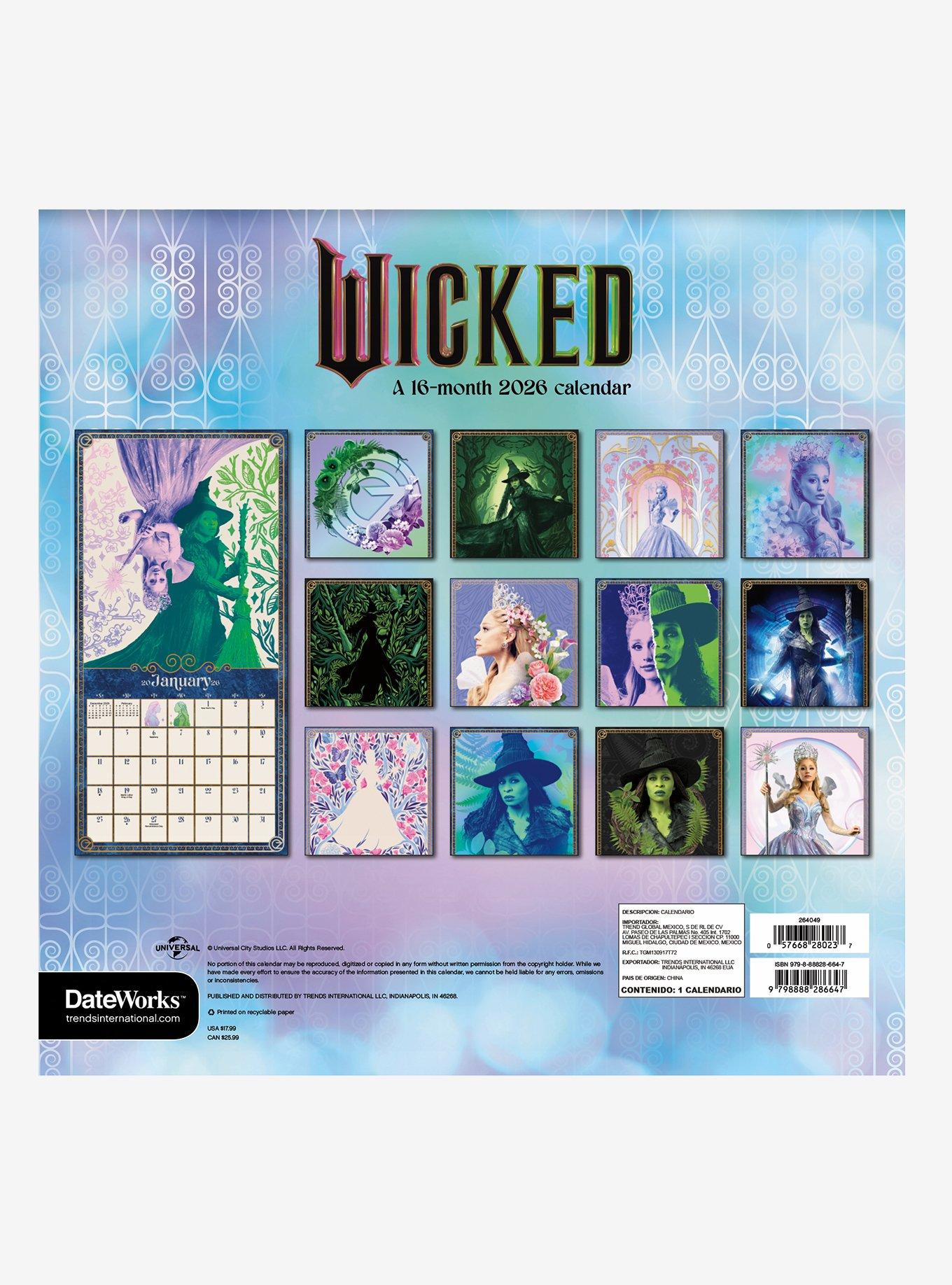 Wicked September 2025 - December 2026 Calendar, , alternate