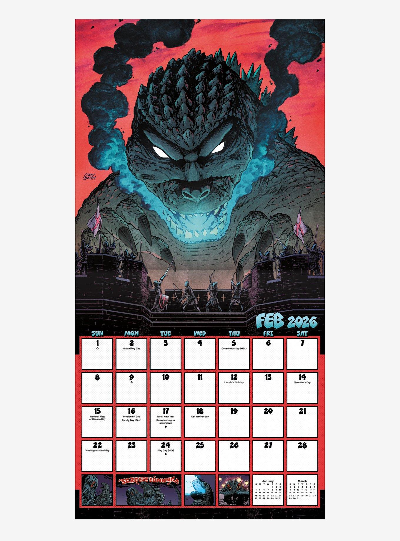 Godzilla September 2025 - December 2026 Calendar, , alternate