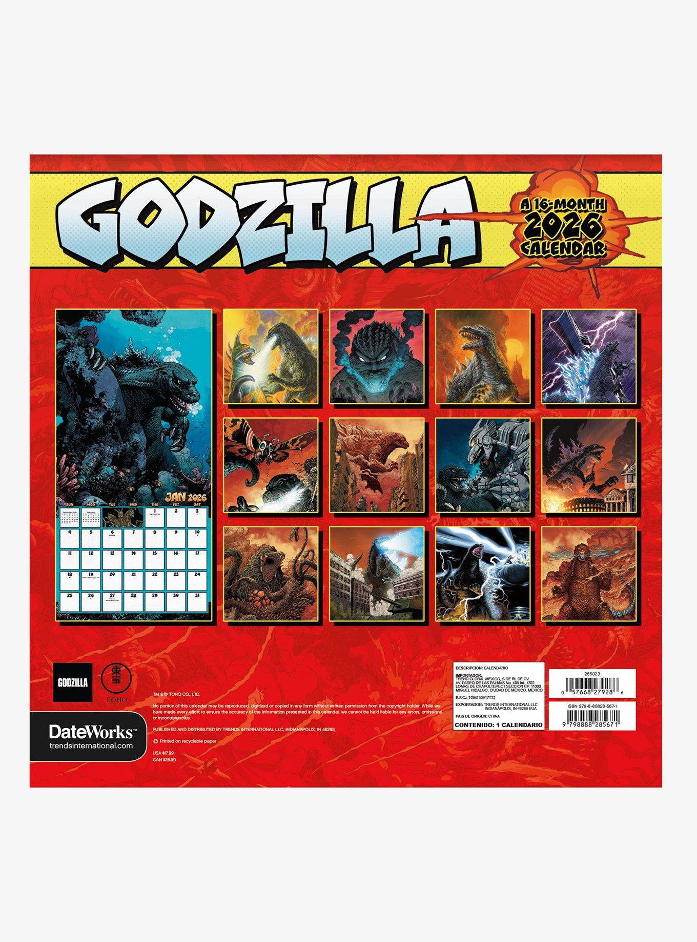 Godzilla September 2025 - December 2026 Calendar, , alternate
