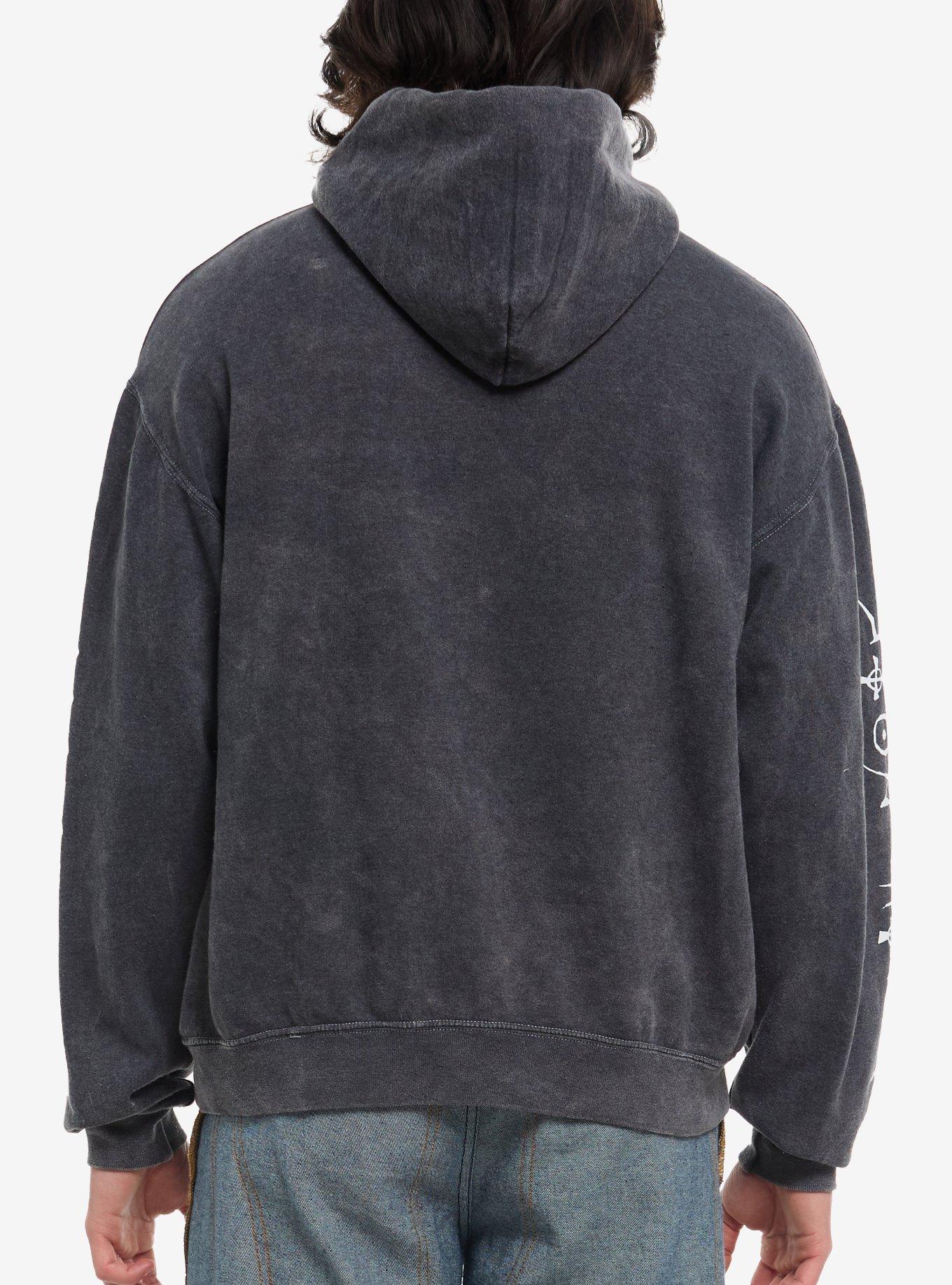 Death Note Ryuk Jumbo Print Dark Wash Hoodie, BLACK, alternate