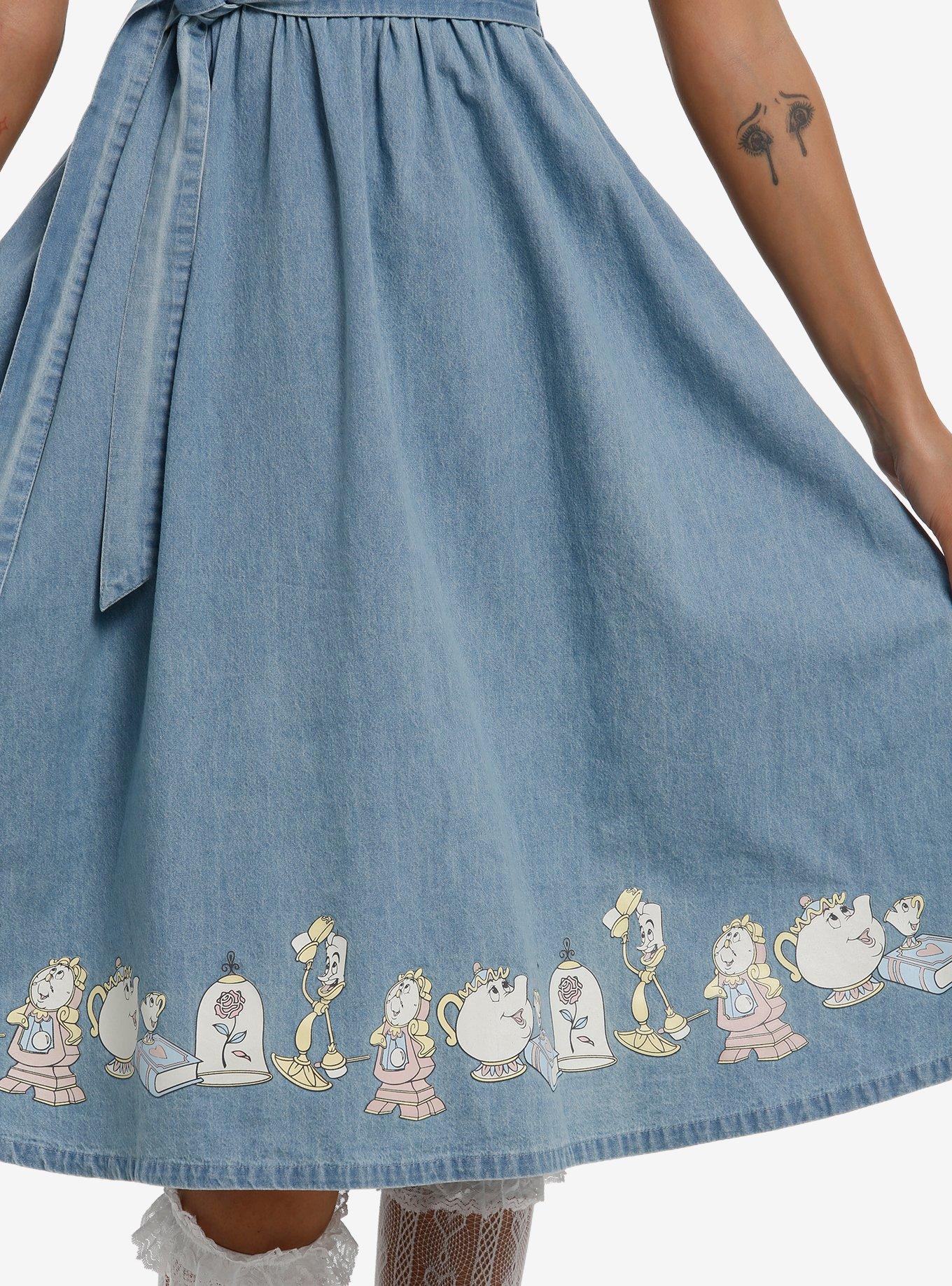 Her Universe Disney Beauty And The Beast Pinafore Midi Dress Her Universe Exclusive, LIGHT WASH, alternate