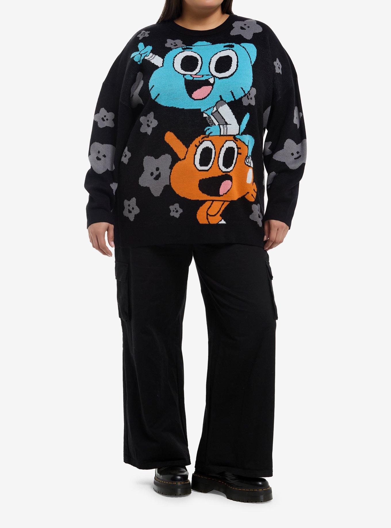 The Amazing World Of Gumball Darwin & Gumball Girls Oversized Sweater Plus Size, , hi-res