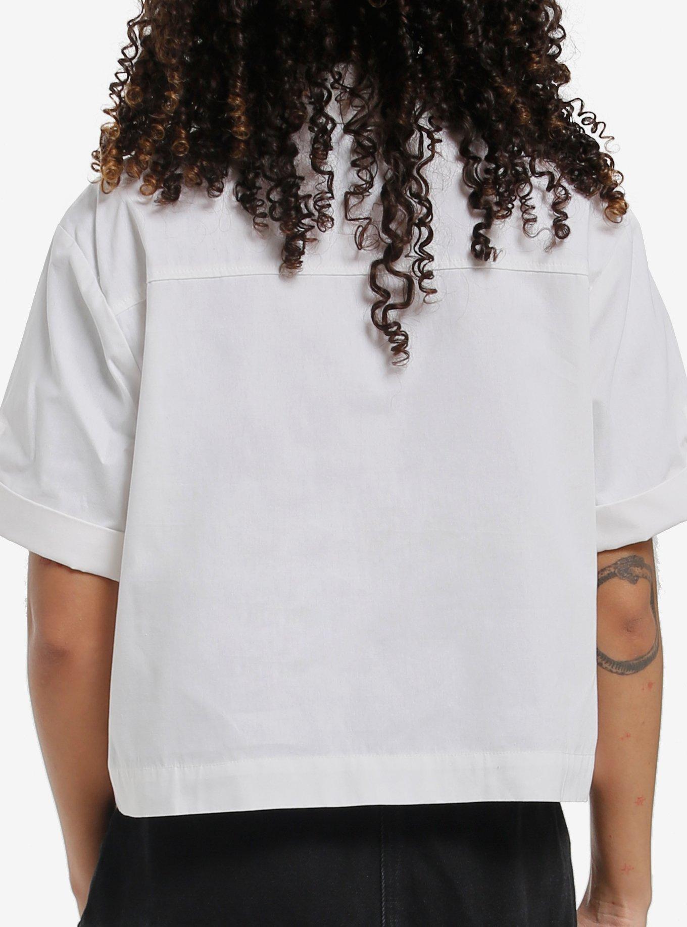 Social Collision Xochitl Gomez Photo Girls Woven Button-Up, BLACK, alternate