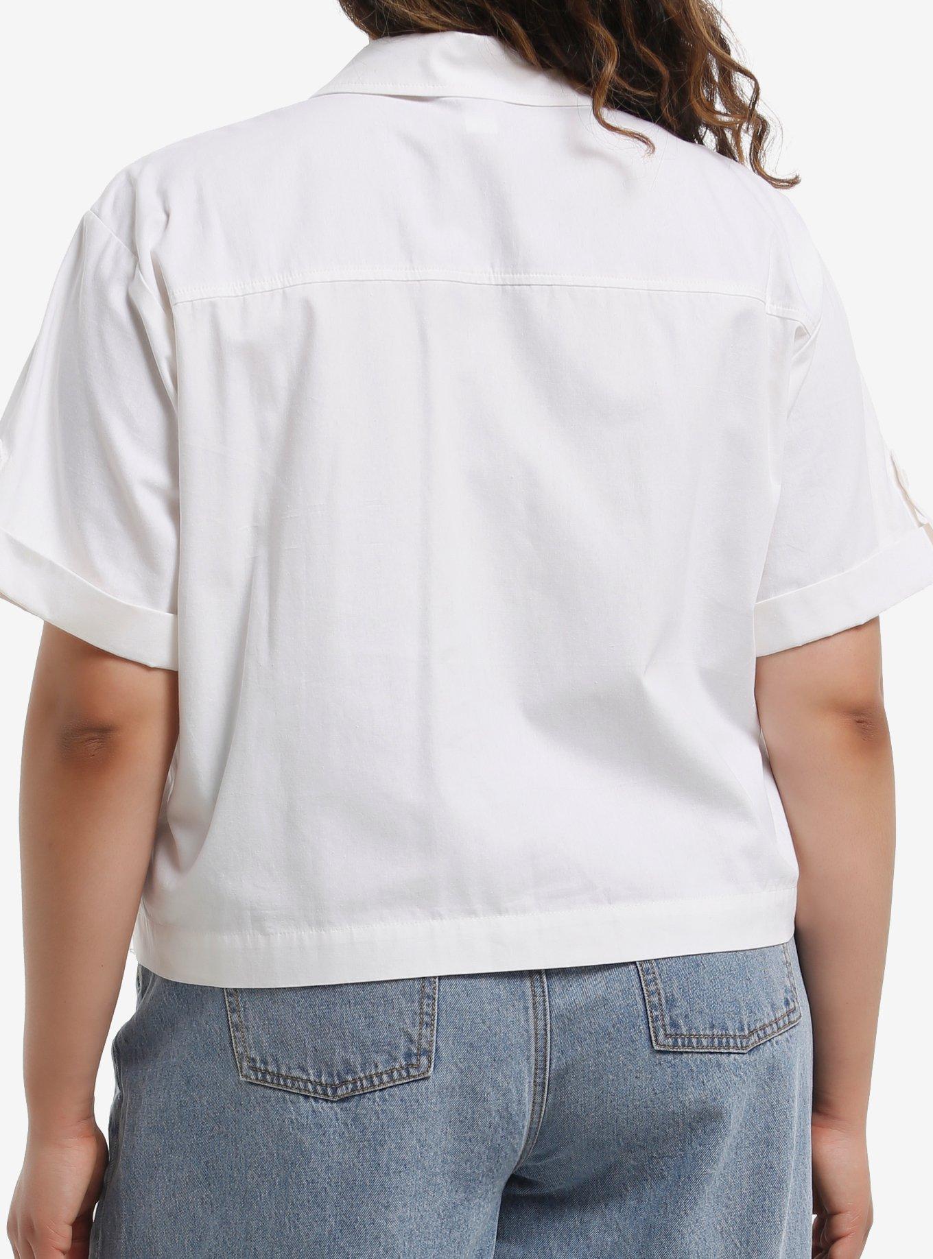 Social Collision Xochitl Gomez Photo Girls Woven Button-Up, BLACK, alternate