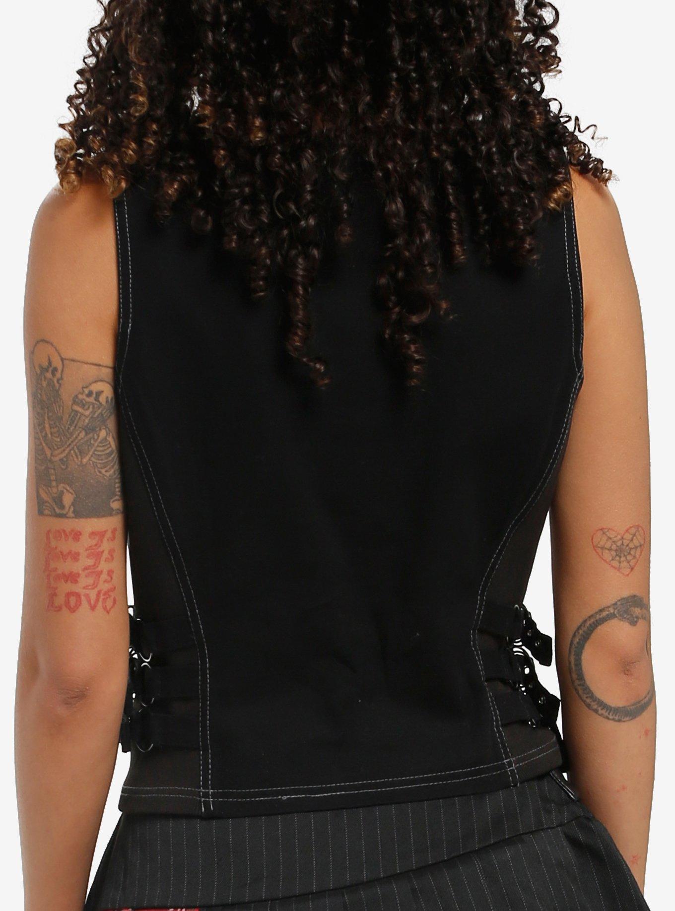 Social Collision Black Hook & Eye Girls Tank Top, BLACK, alternate