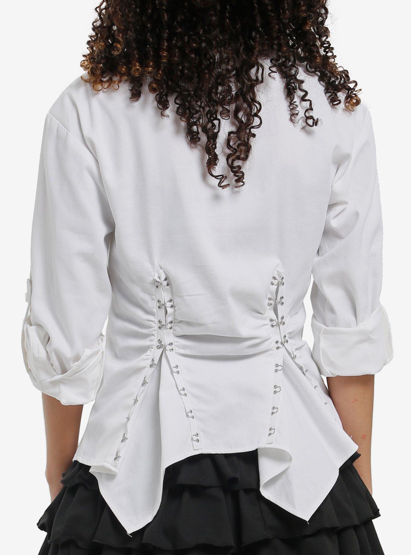 Social Collision Hook & Eye Girls Woven Button-Up With Plaid Tie, , alternate