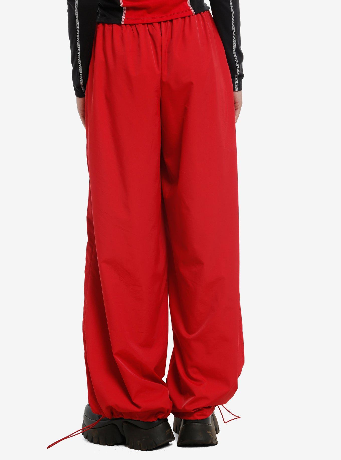 Social Collision Red & Black Star Girls Track Pants, BLACK, alternate