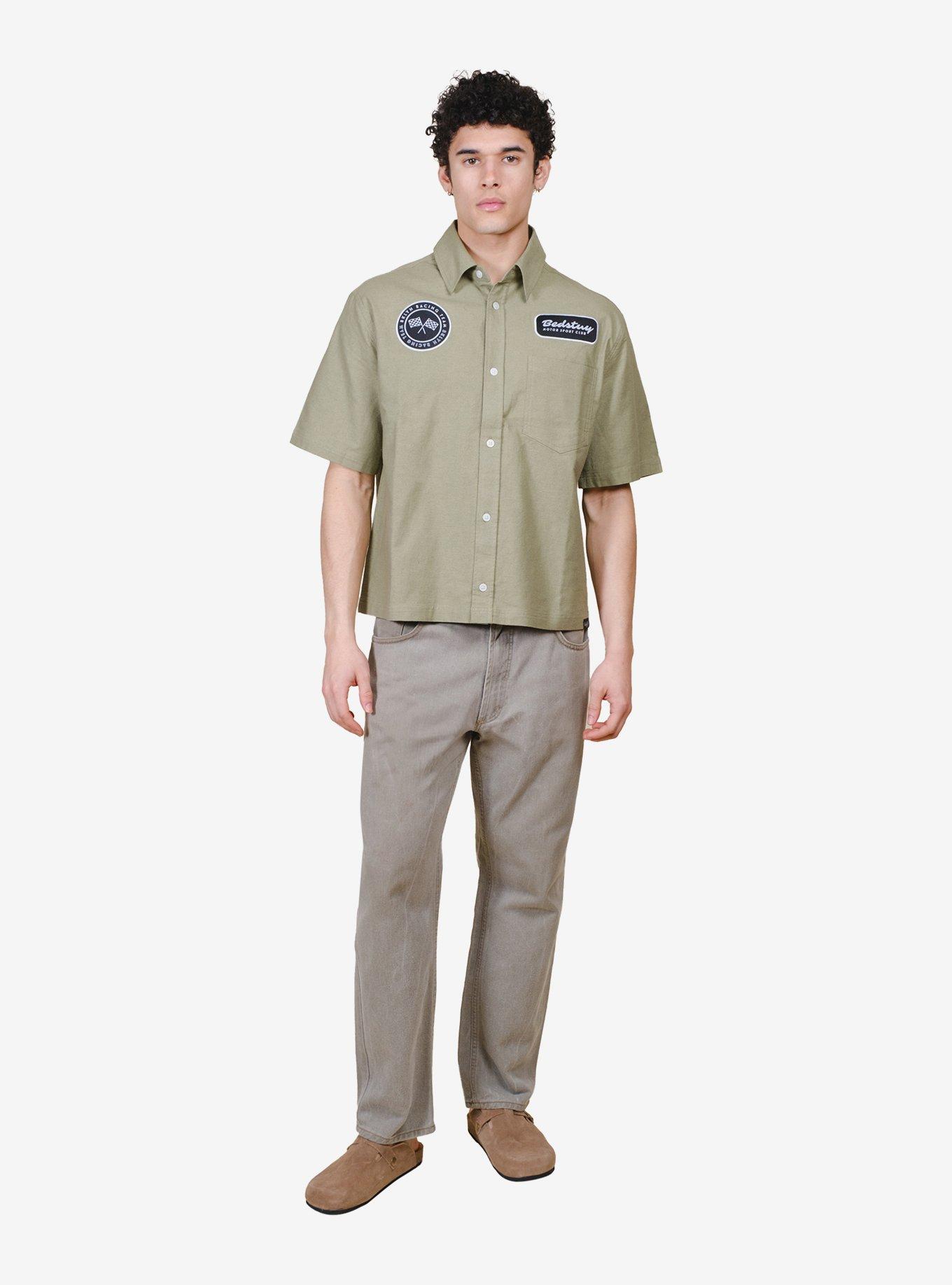 Cropped Bedstuy Motor Club Button-Up Shirt Gray, GREY, alternate