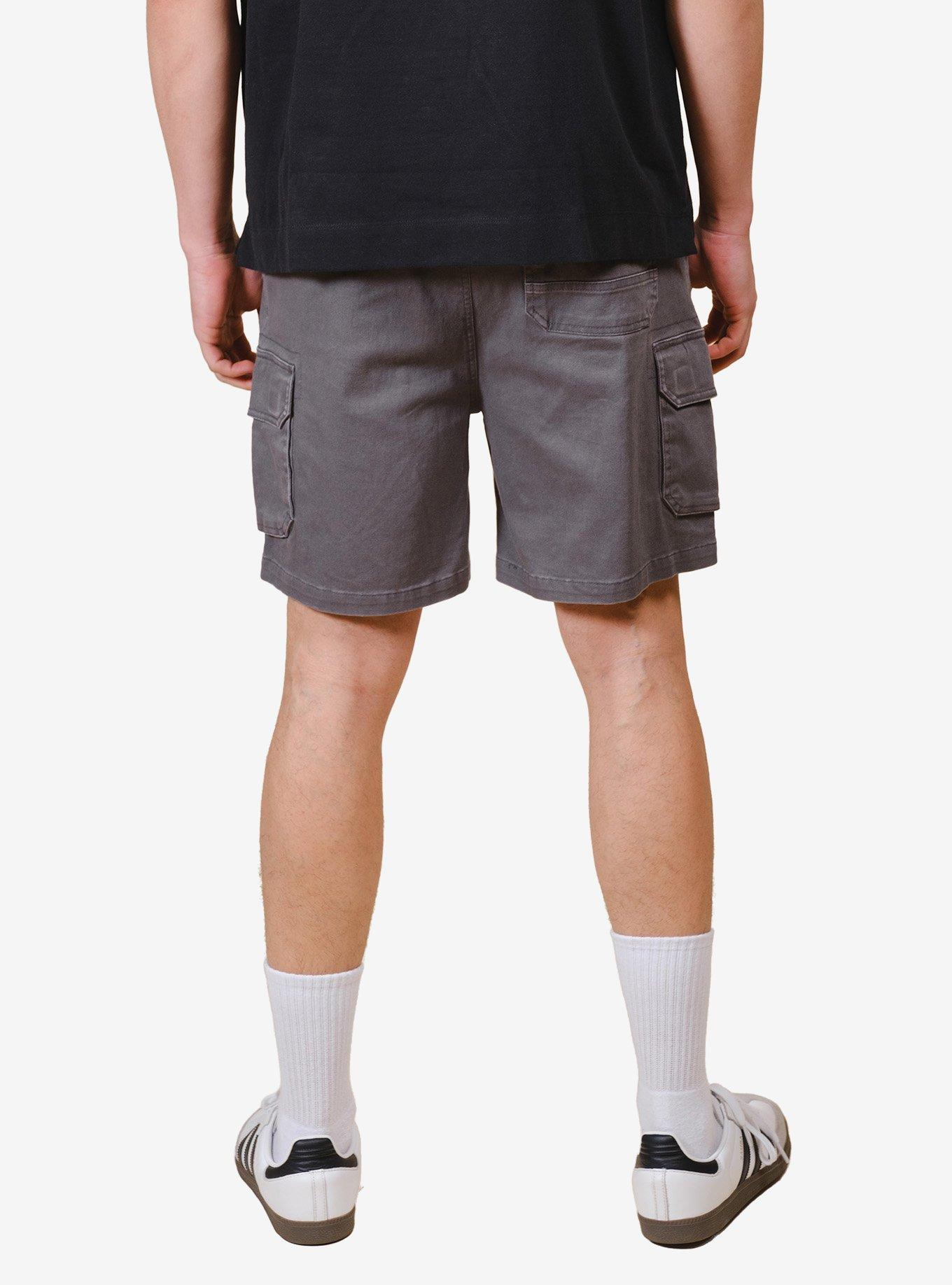 Washed Twill Cargo Short Gray, , hi-res