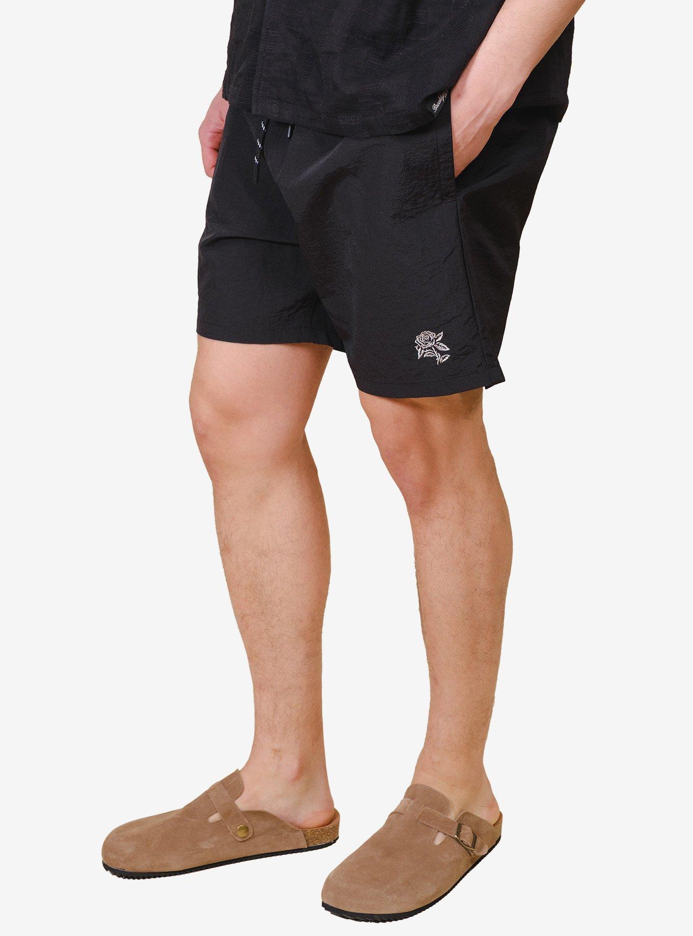 Monotone Crinkle Nylon Shorts Black, BLACK, alternate