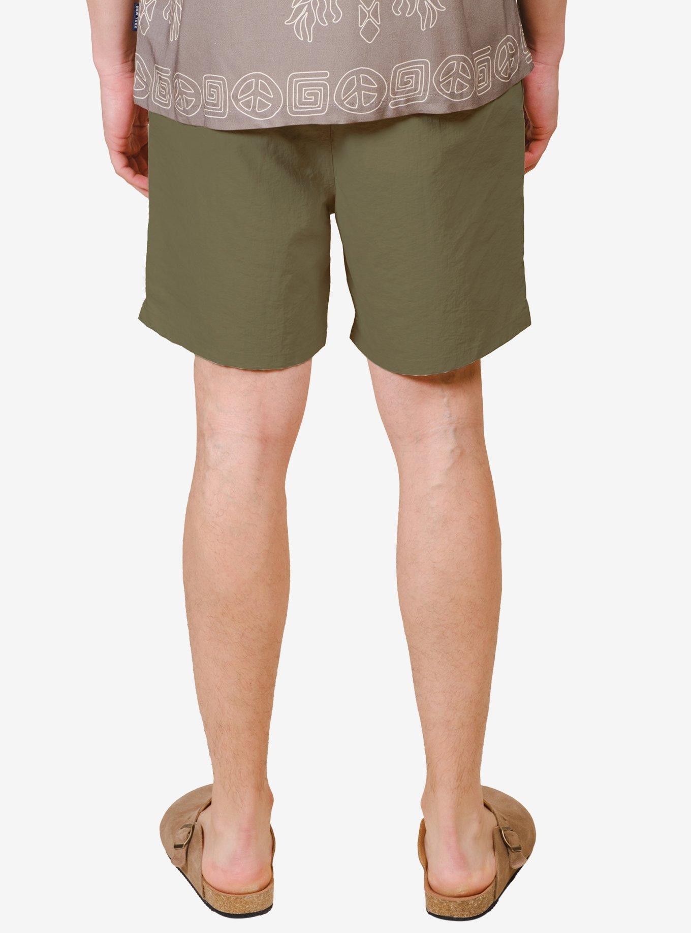 Monotone Crinkle Nylon Shorts Green, , hi-res