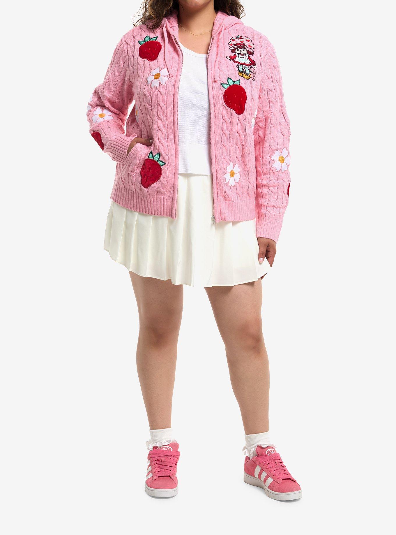Strawberry Shortcake Patches Knit Hoodie Plus Size, MULTI, alternate - view 3