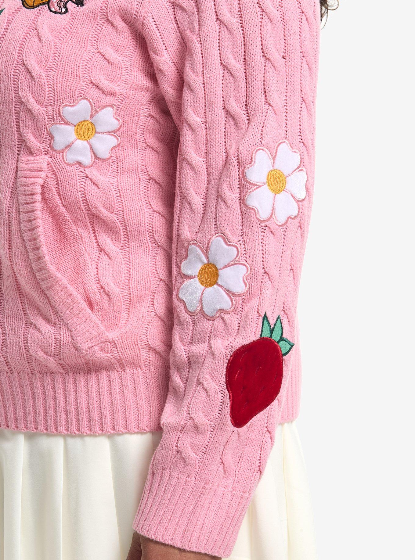 Strawberry Shortcake Patches Knit Hoodie Plus Size, MULTI, alternate - view 4