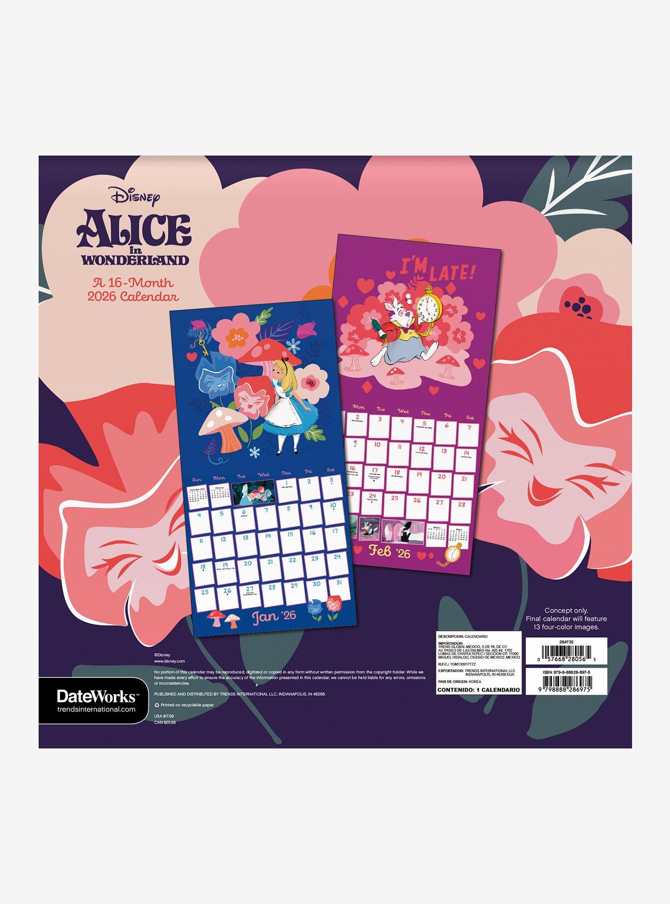 Disney Alice In Wonderland 2026 Wall Calendar, , hi-res