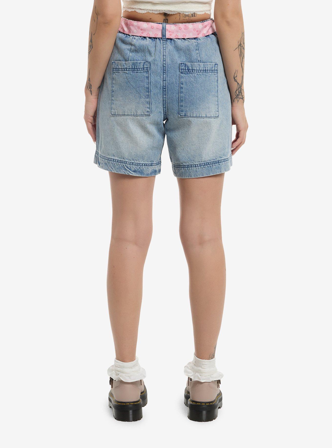 Her Universe Disney Mickey Mouse & Minnie Mouse Spring Belted Denim Shorts, , hi-res