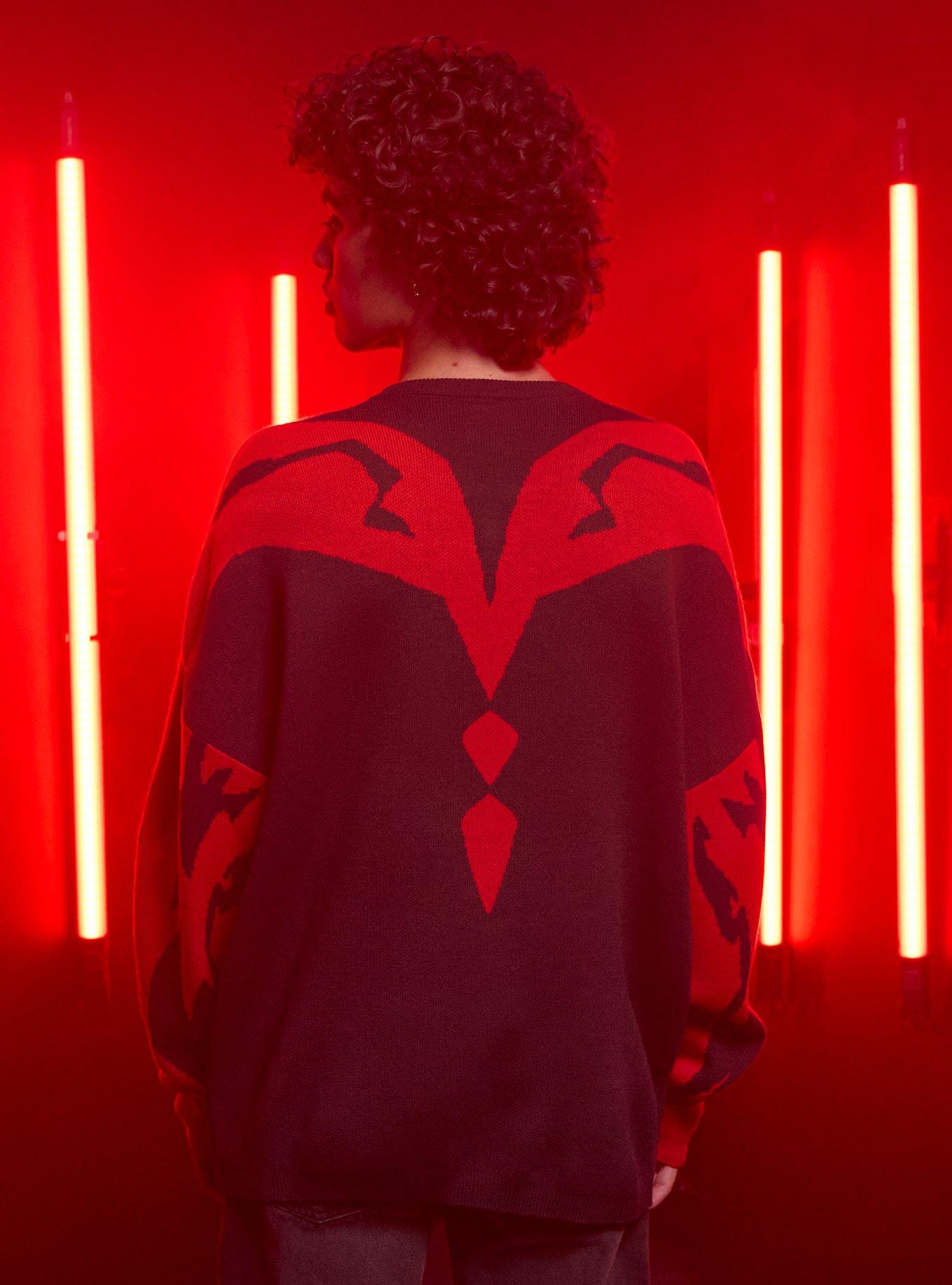 Our Universe Star Wars: Maul - Shadow Lord Tattoos Intarsia Sweater, RED, alternate