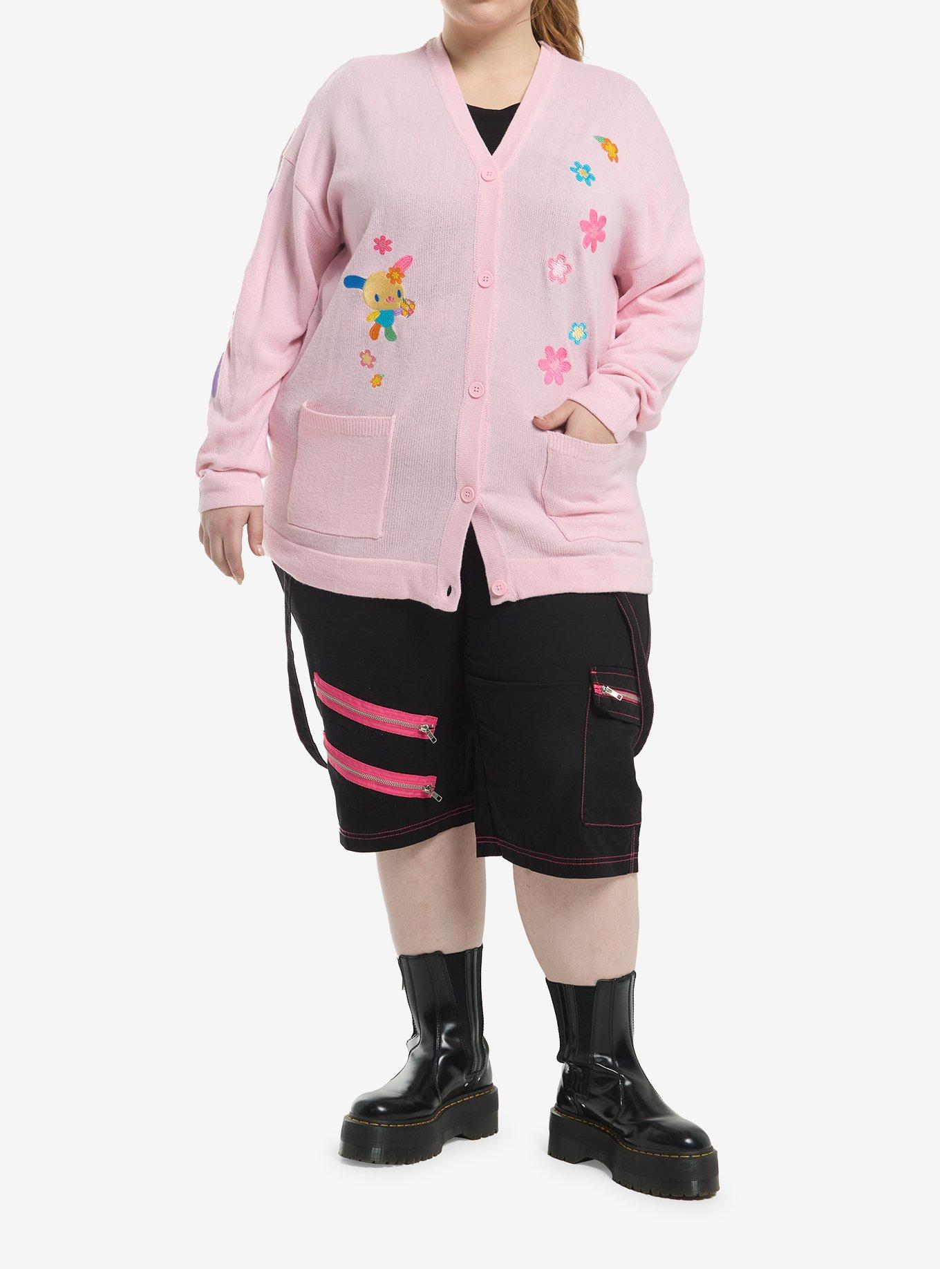 U*SA*HA*NA Pink Flower Girls Cardigan Plus Size, , hi-res