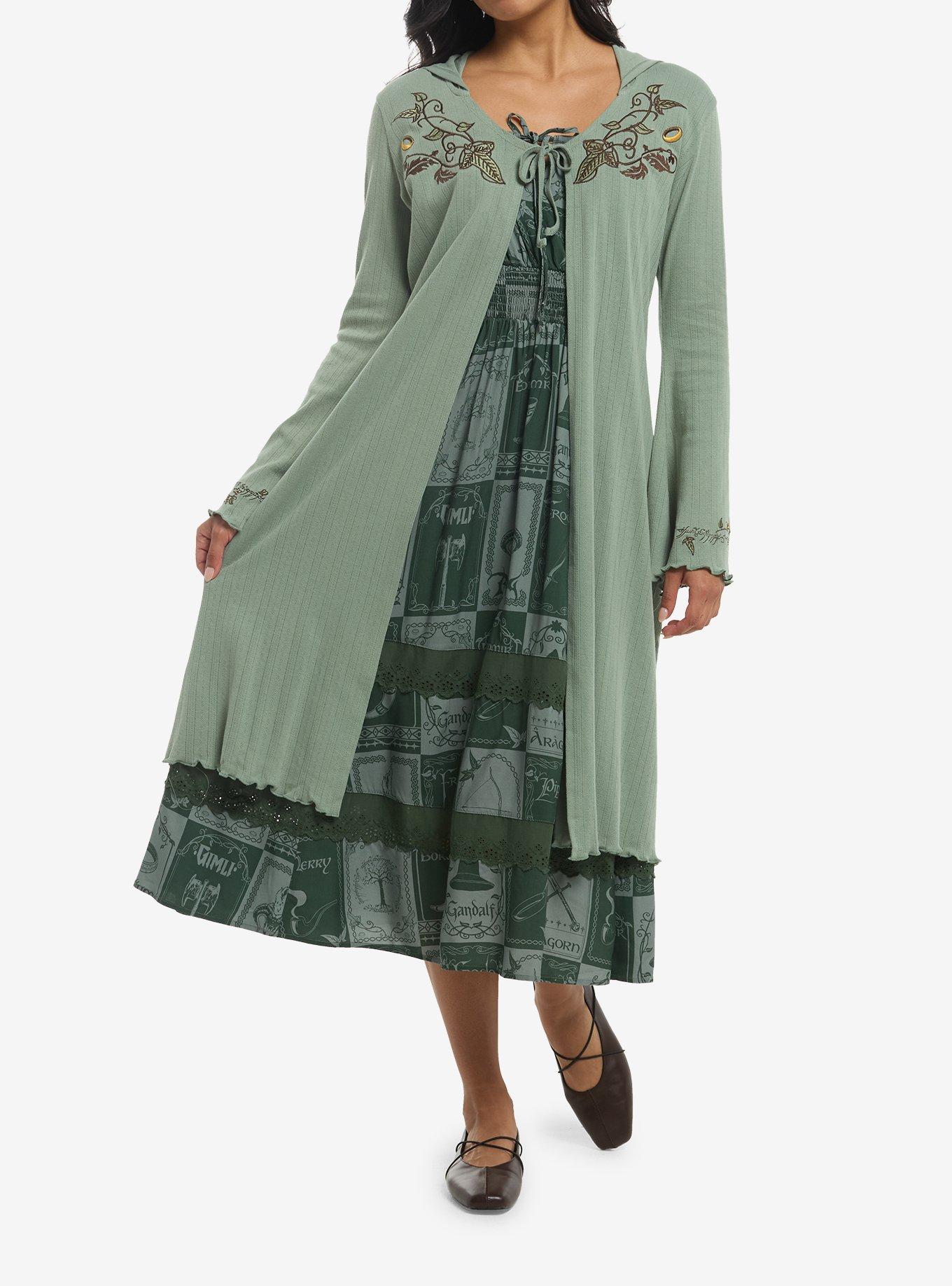 The Lord Of The Rings Foliage Hoodie Midi Girls Cardigan, , hi-res