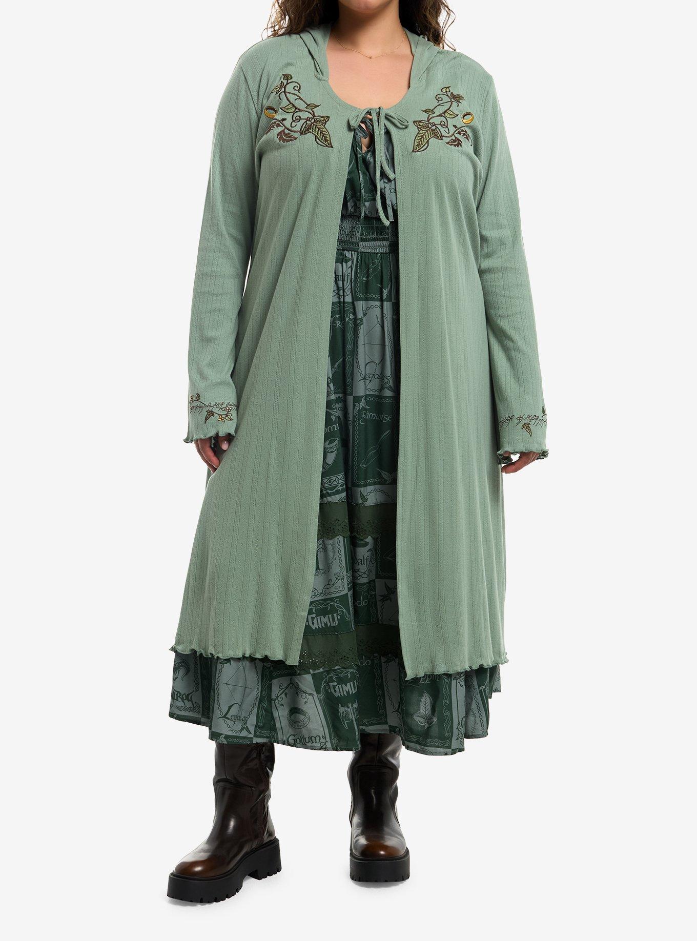 The Lord Of The Rings Foliage Hoodie Midi Girls Cardigan Plus Size, MULTI, alternate
