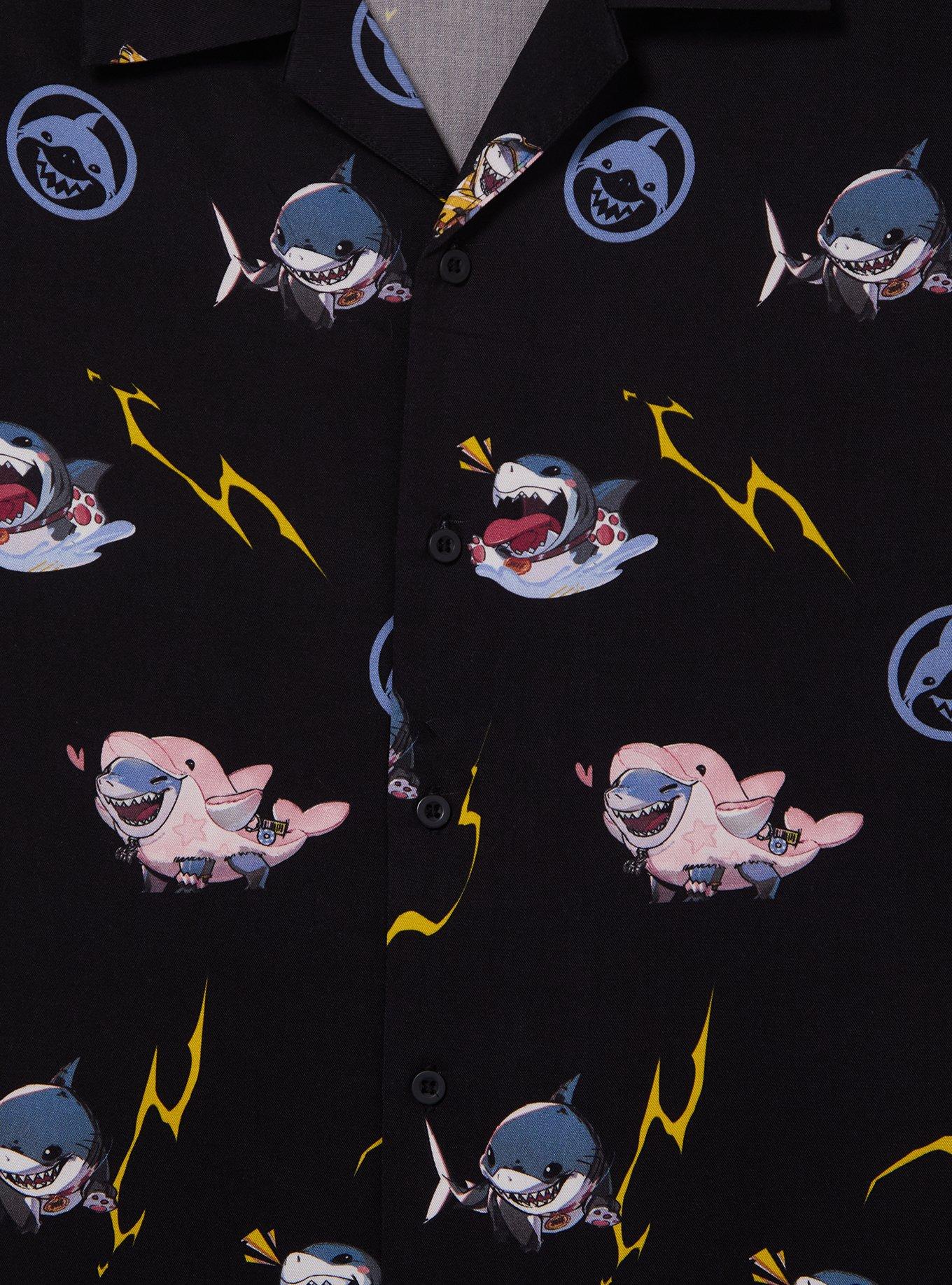 Marvel Rivals Jeff the Land Shark Allover Print Woven Button-Up - BoxLunch Exclusive, BLACK, alternate