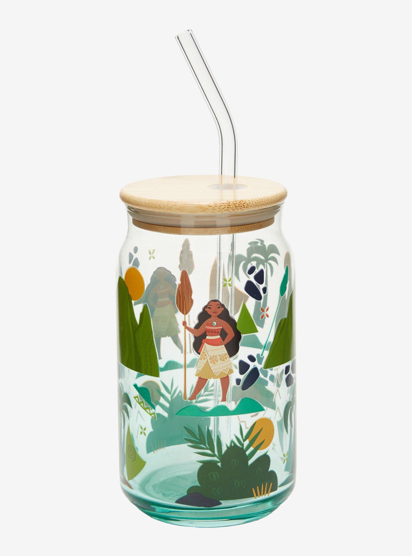 Disney Moana Icons Glass Cup with Straw &mdash; BoxLunch Exclusive, , hi-res