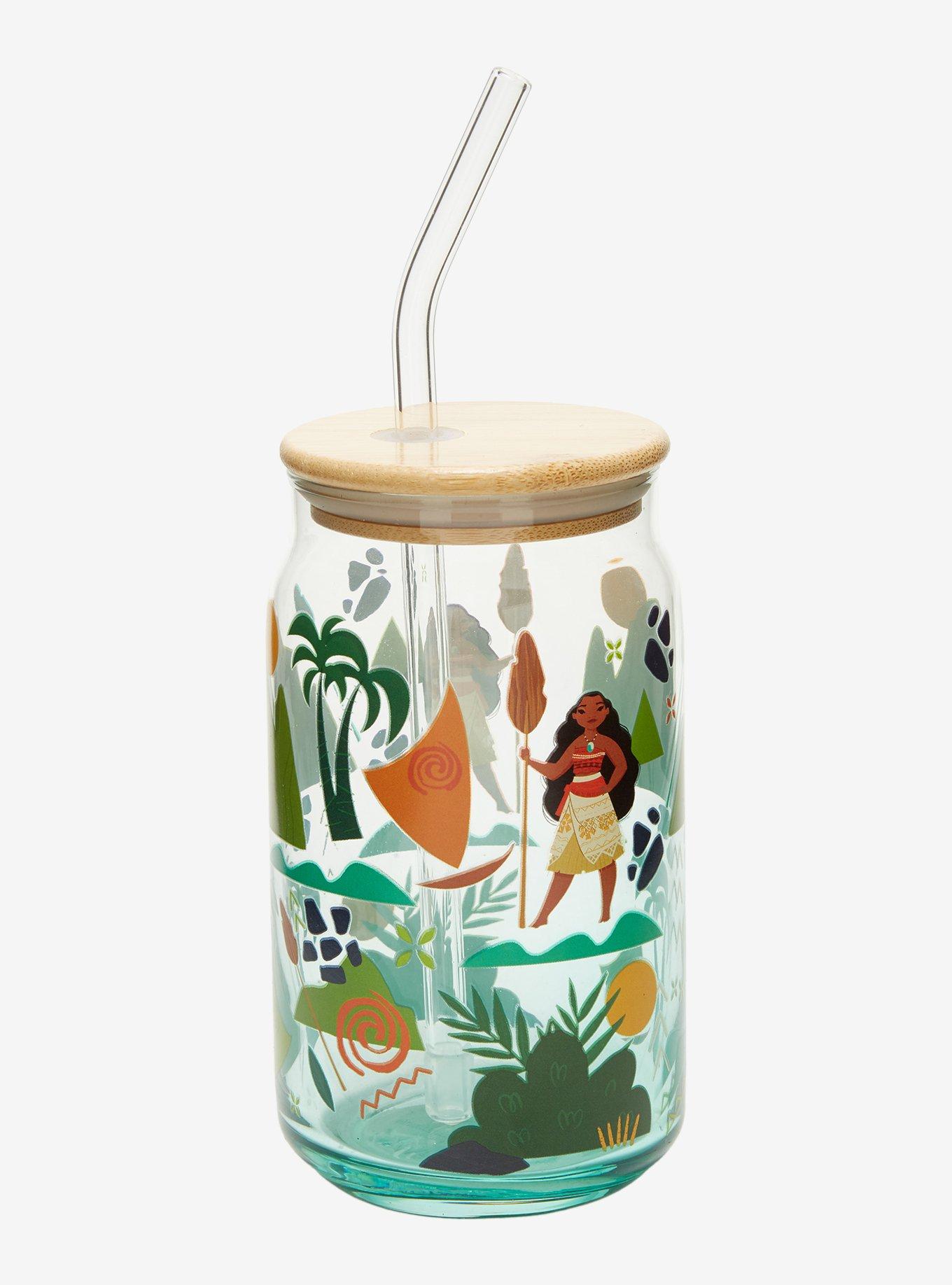 Disney Moana Icons Glass Cup with Straw &mdash; BoxLunch Exclusive, , alternate