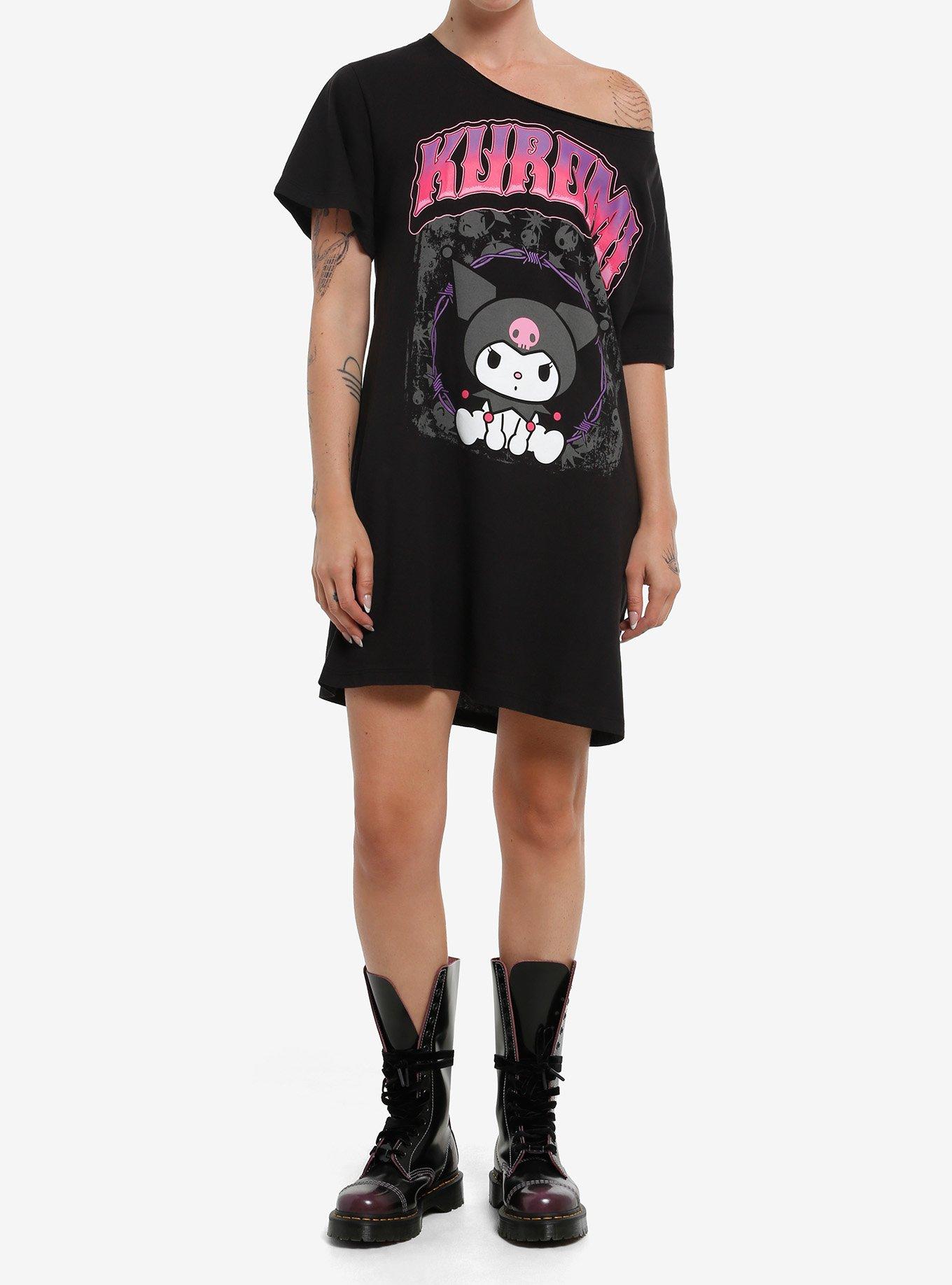 Kuromi Off-Shoulder T-Shirt Dress, , hi-res