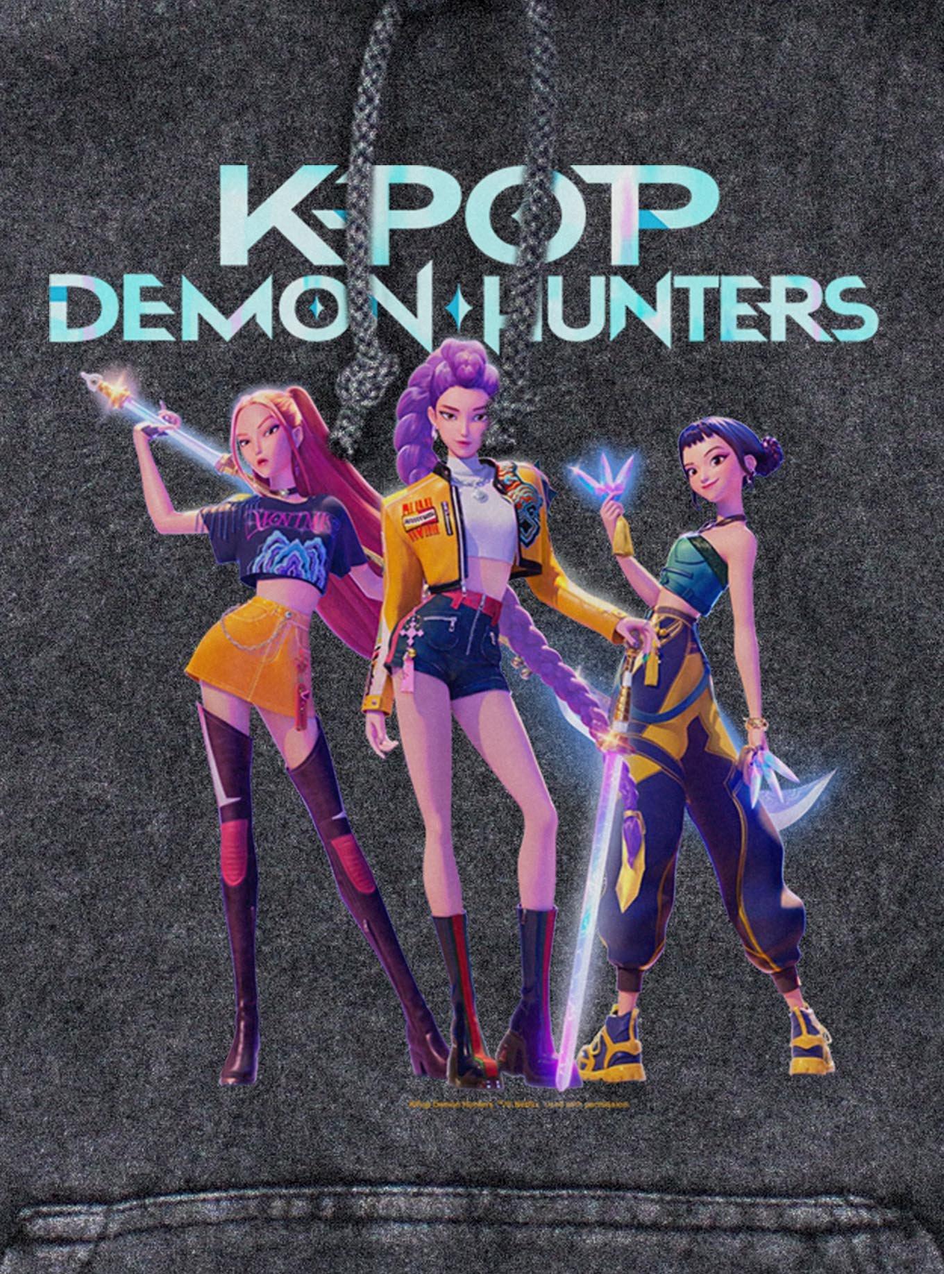 KPop Demon Hunters HUNTR/X Hero Group Mineral Wash Hoodie, , hi-res