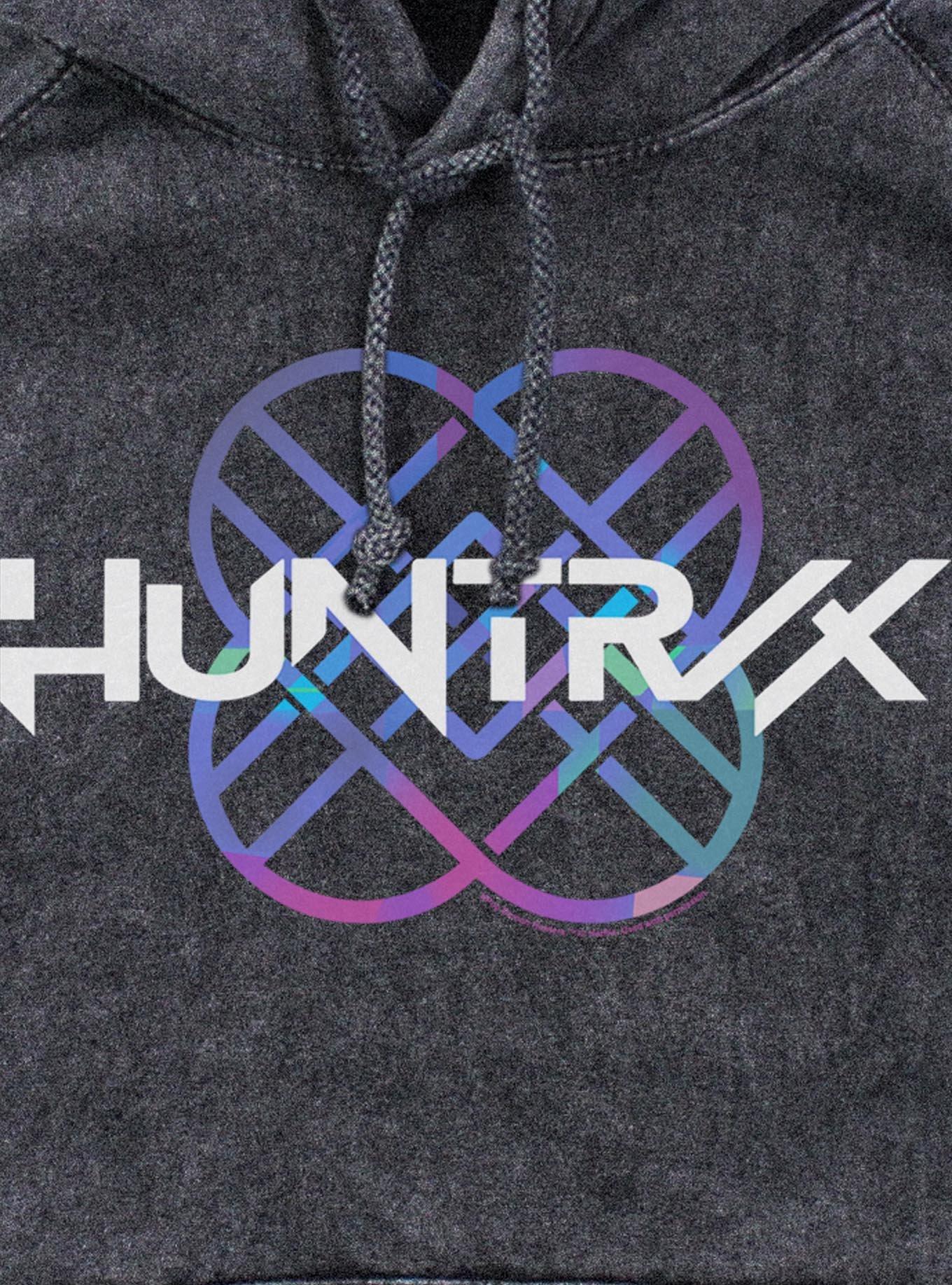 KPop Demon Hunters Huntrix Logo Mineral Wash Hoodie, BLACK, alternate
