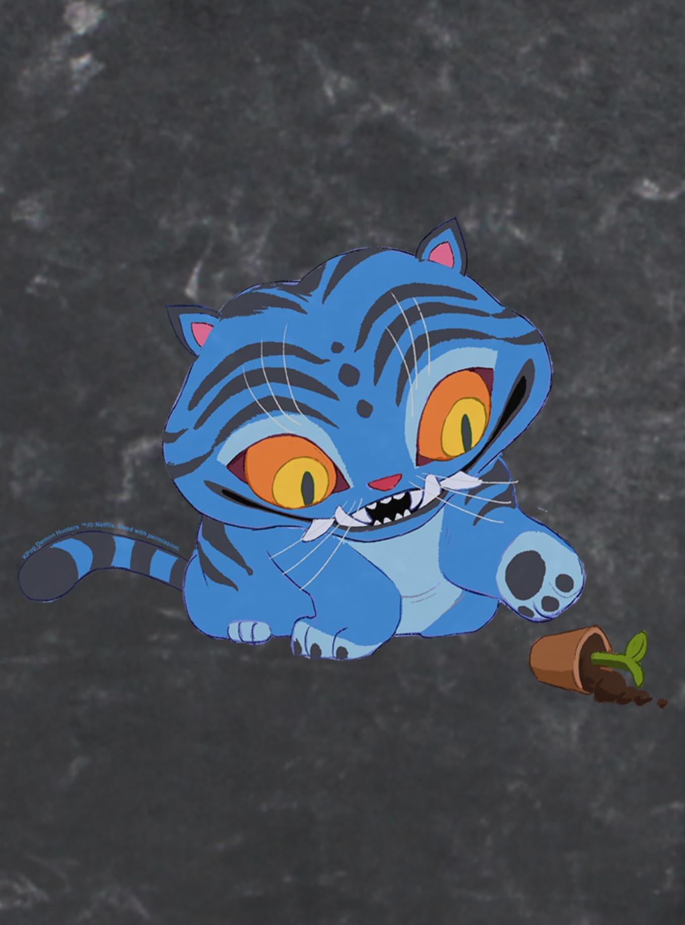 KPop Demon Hunters Chibi Derpy Tiger Girls Mineral Wash Crop T-Shirt, , hi-res