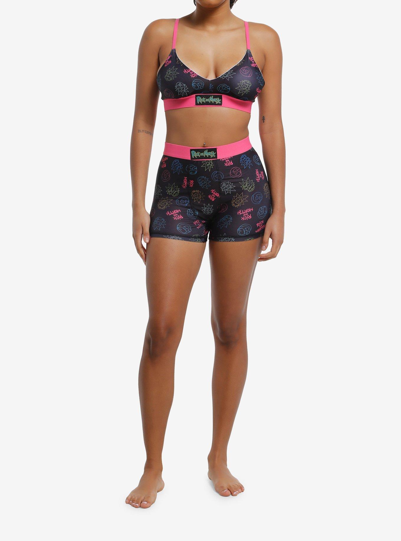 Rick And Morty Neon Faces Bra & Boyshort Panty Set, , hi-res
